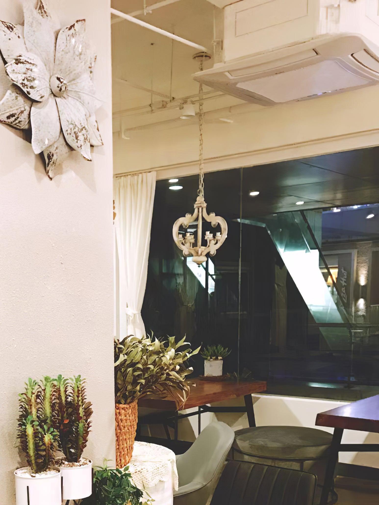 Antique White Style Chandelier Φ 19.7″-Sylvia Space