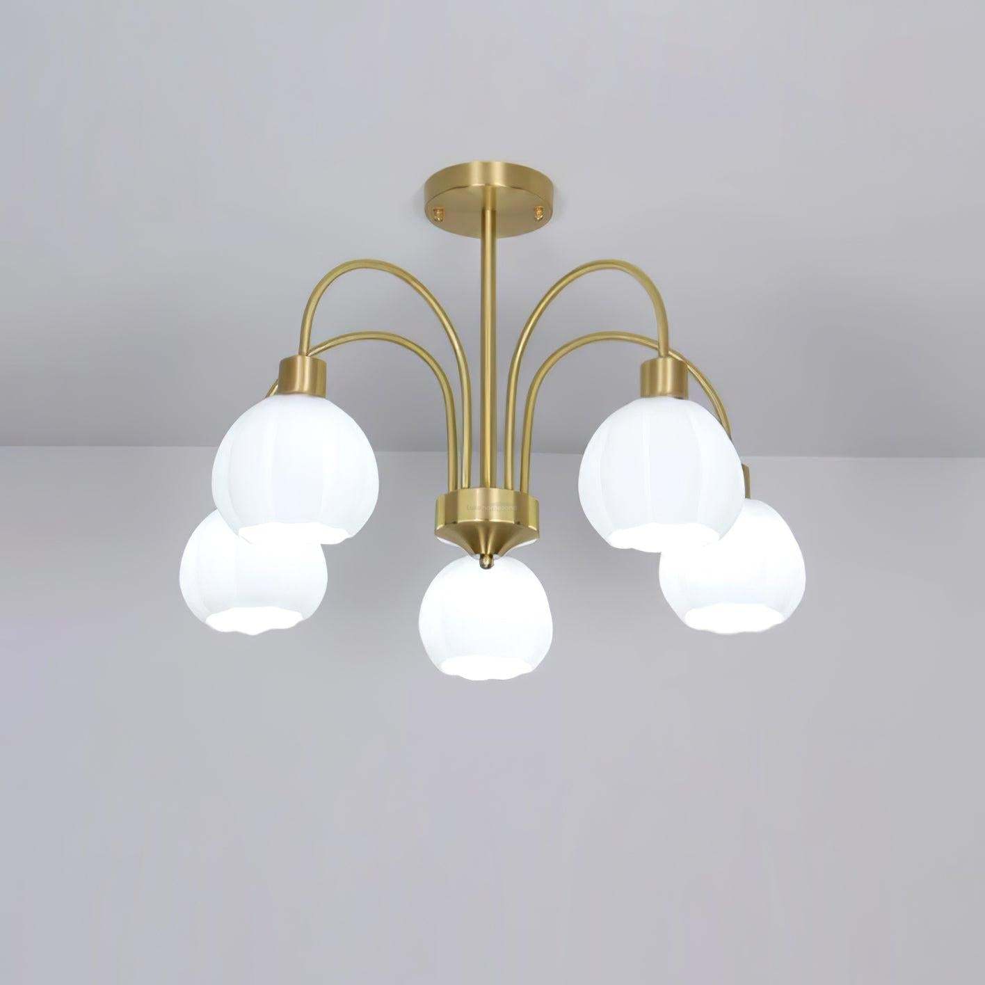 Glass Pumpkin Gold Chandelier with 3/5/6/8 heads-Sylvia Space