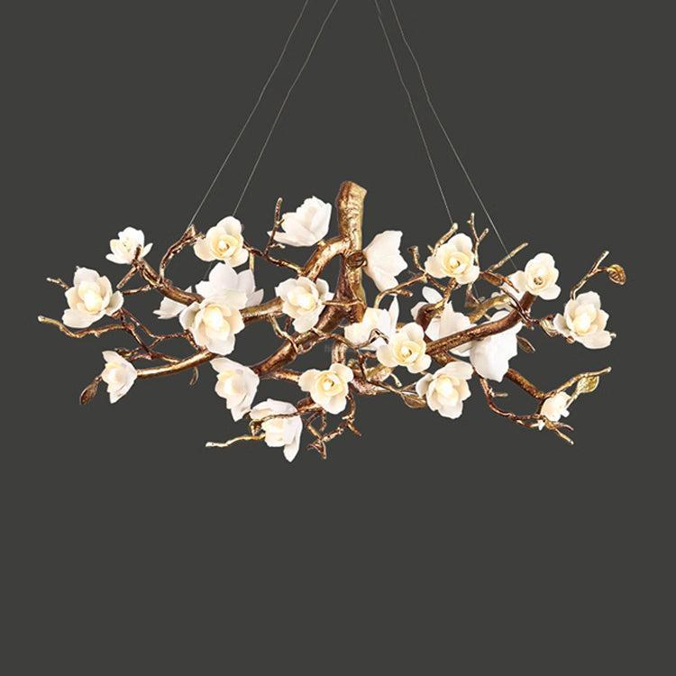 Flower Bloom Branch Type Brass Chandelier-Sylvia Space