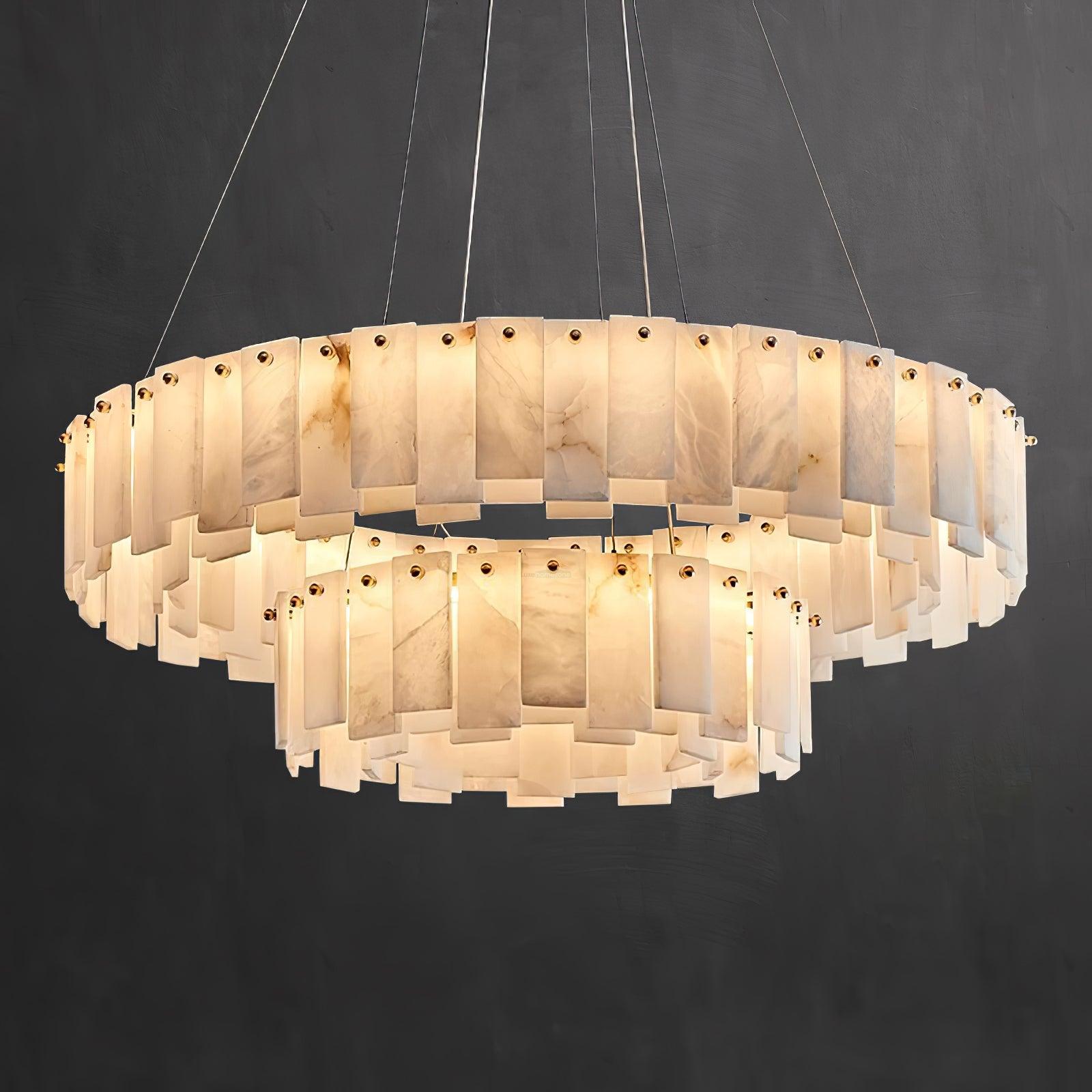 Celestial Alabaster Round/Square Chandelier-Sylvia Space