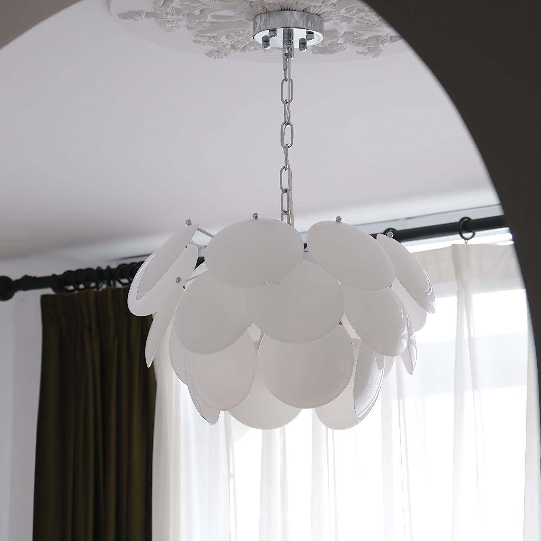 Luminous Petal Glass Round Chandelier-Sylvia Space