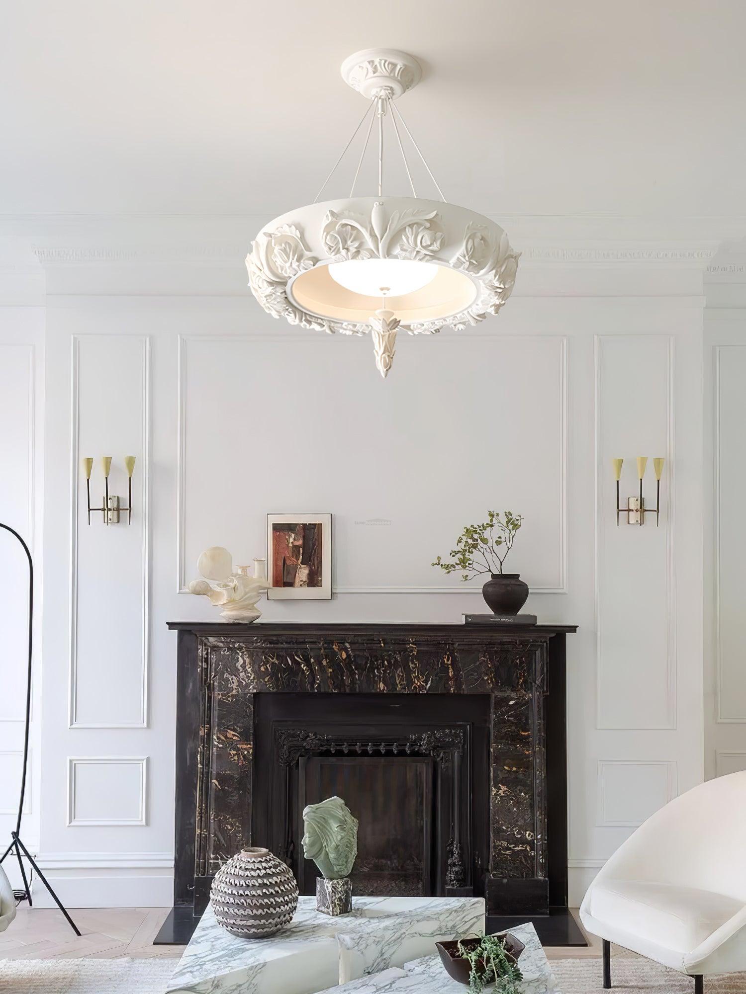 Artistic Carved Plaster Chandelier ∅ 23.6″~∅ 31.5″-Sylvia Space