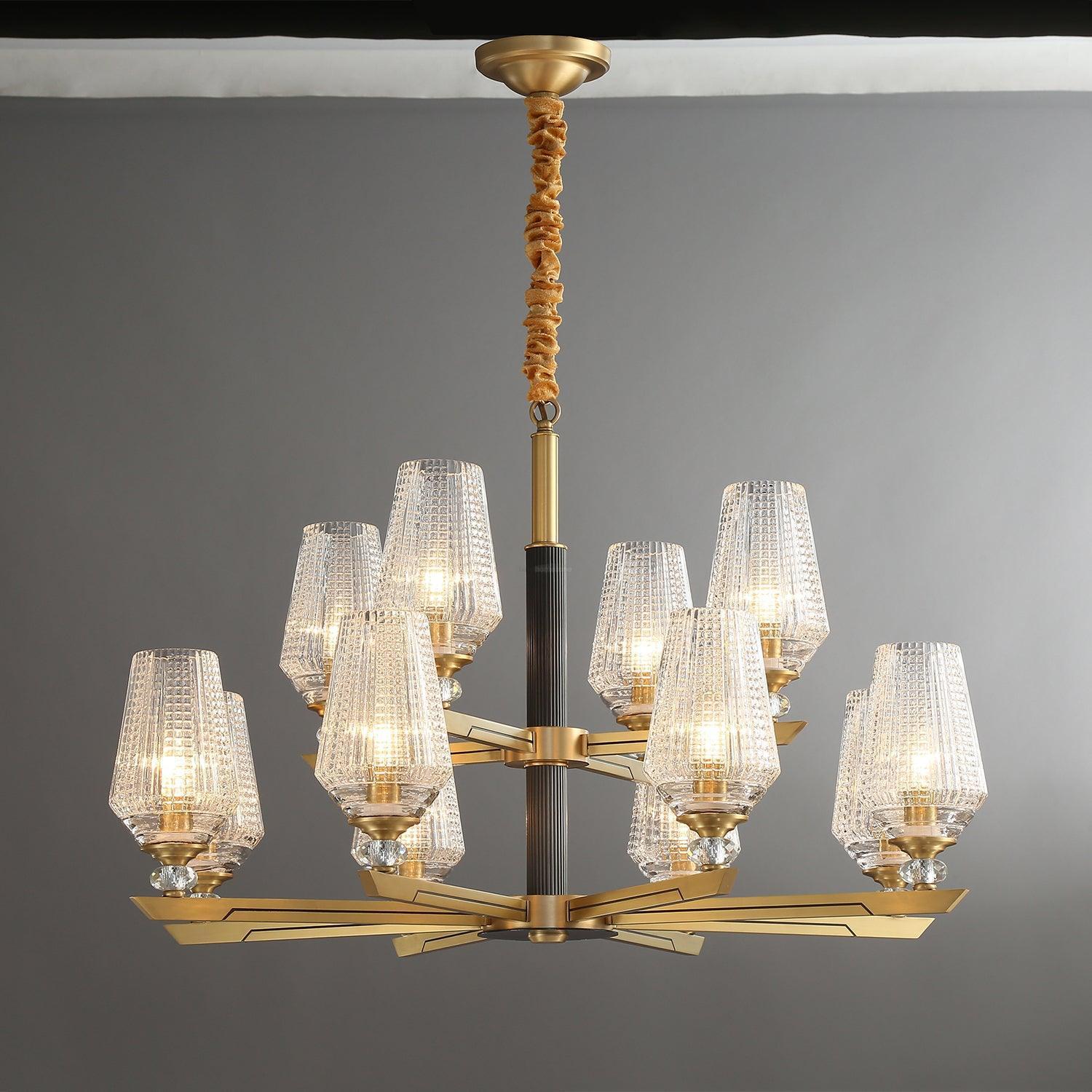 Orrefors Brass Chandelier Φ 25.2″-Sylvia Space