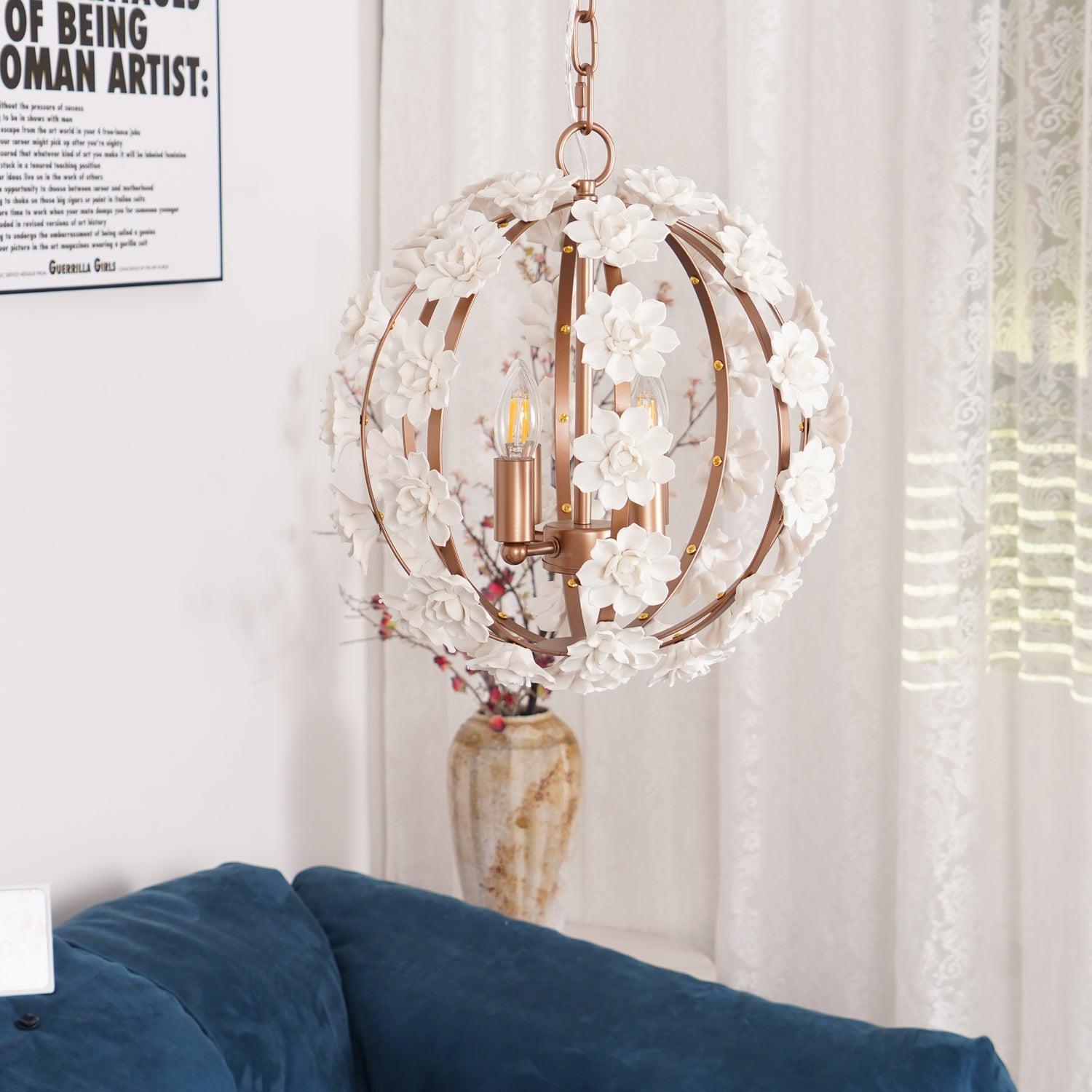 Bianca Floral Orb Globe Chandelier-Sylvia Space