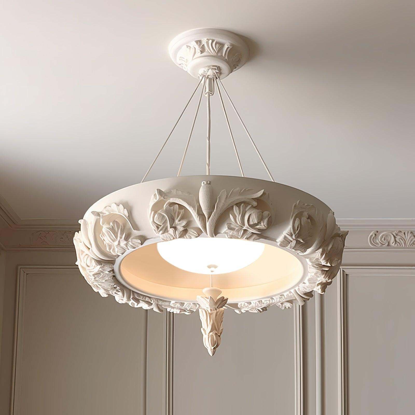Artistic Carved Plaster Chandelier ∅ 23.6″~∅ 31.5″-Sylvia Space