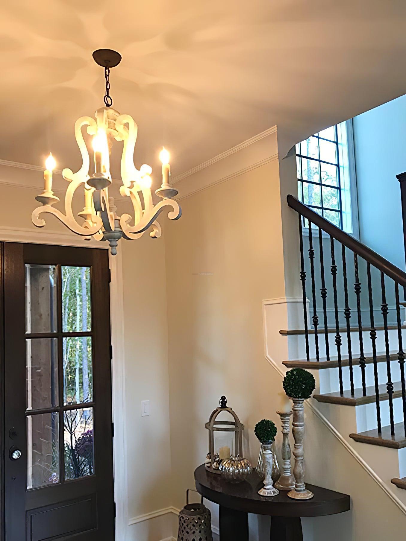 Parrotuncle Wooden Candle Chandelier Φ 23.6″-Sylvia Space