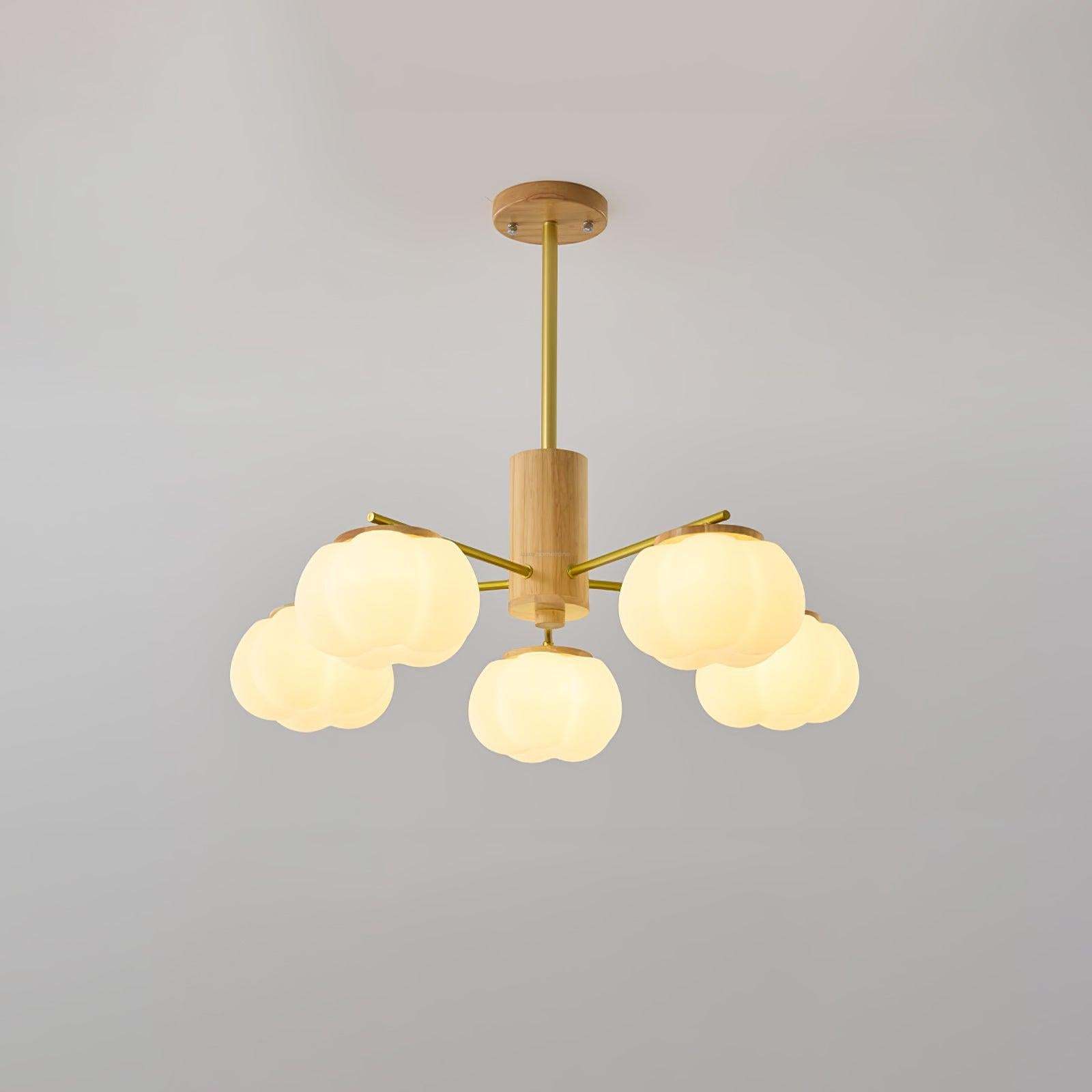 Wooden Cotton Balls Chandelier with 5/8 lamps-Sylvia Space