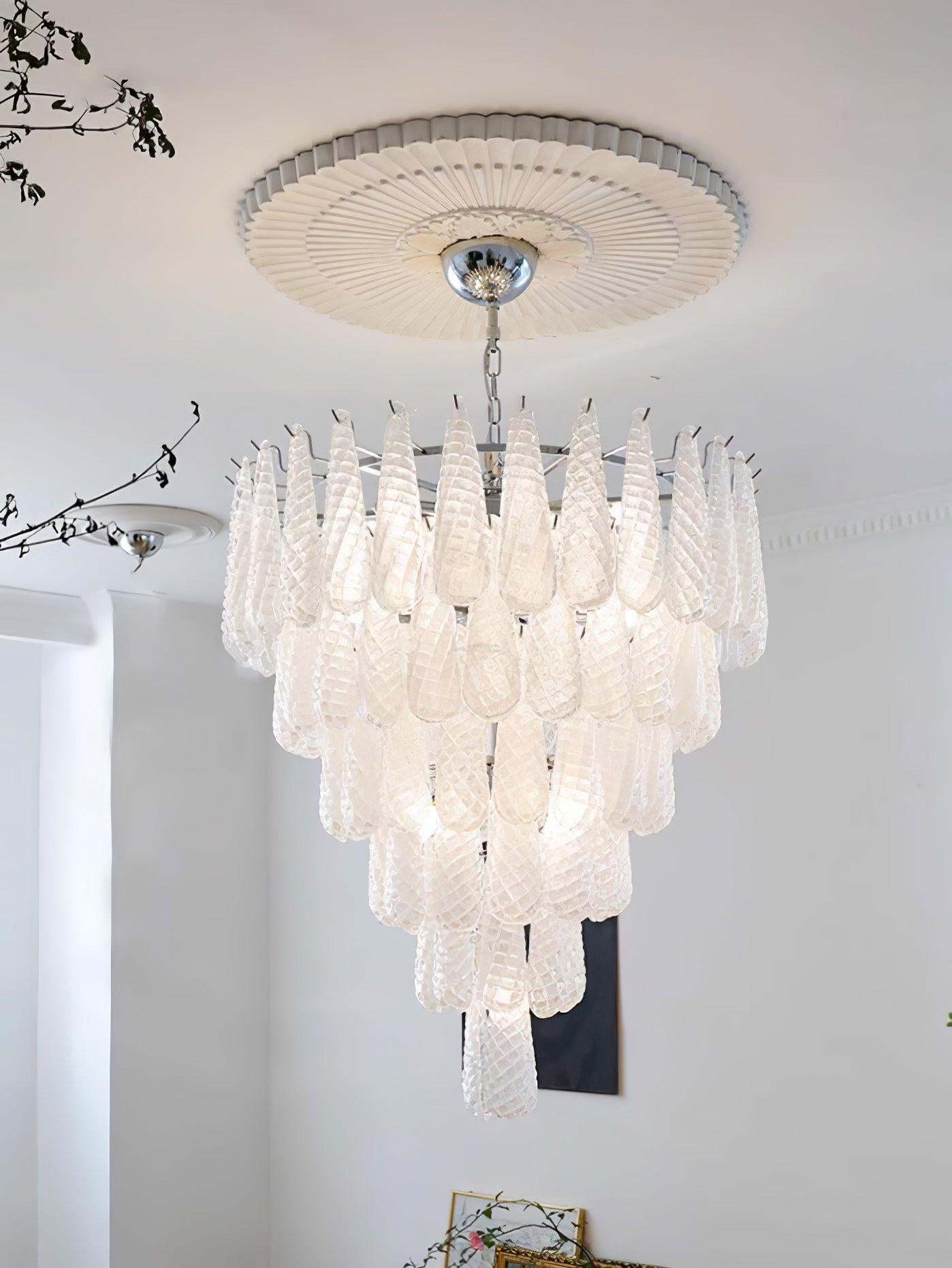 Grid Glass Style Waterfall Chandelier-Sylvia Space
