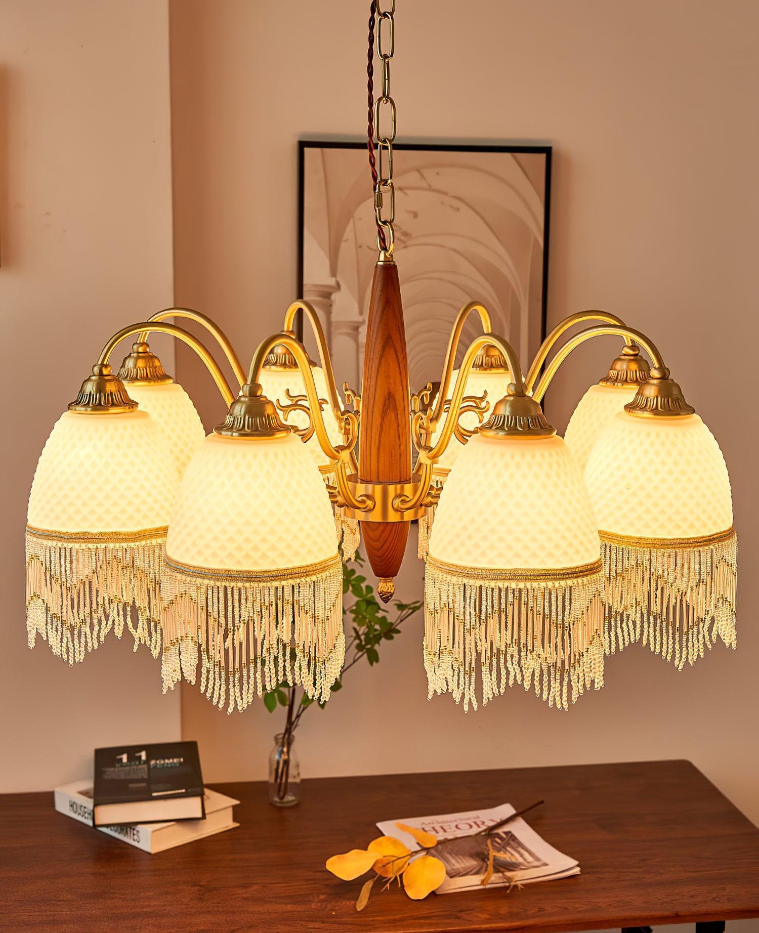 Mesh Tassel Glass Chandelier ∅ 19.7″-Sylvia Space