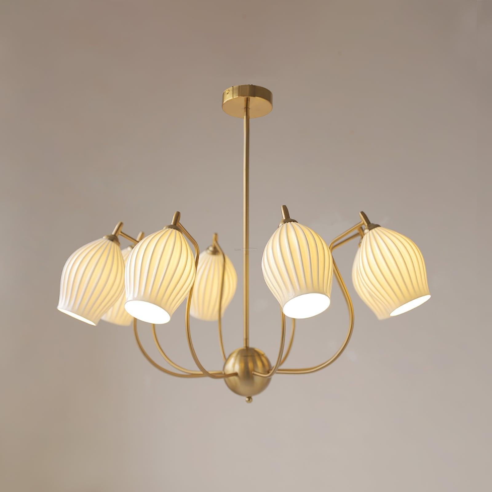 Ceramic Ribbed Chandelier with 4/6/8 heads-Sylvia Space