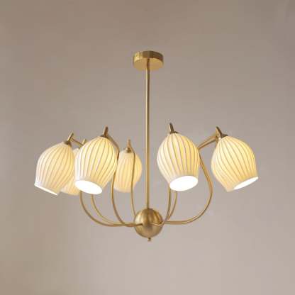 Ceramic Ribbed Chandelier with 4/6/8 heads-Sylvia Space
