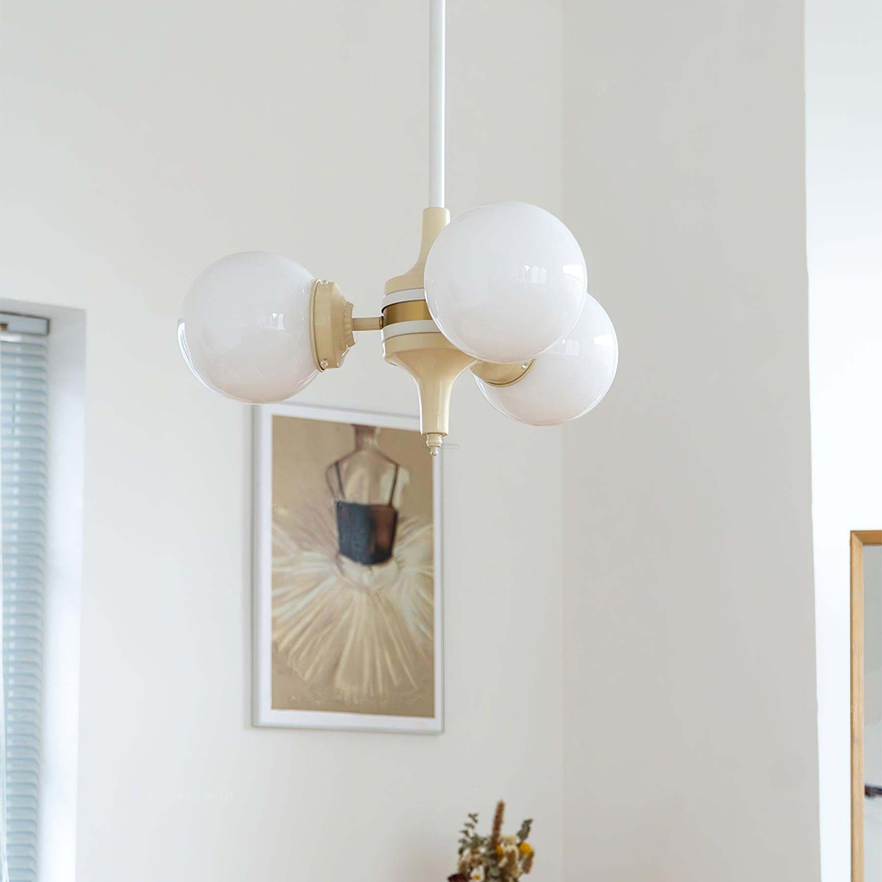 Cream Glass Ball Chandelier ∅ 19.7″-Sylvia Space