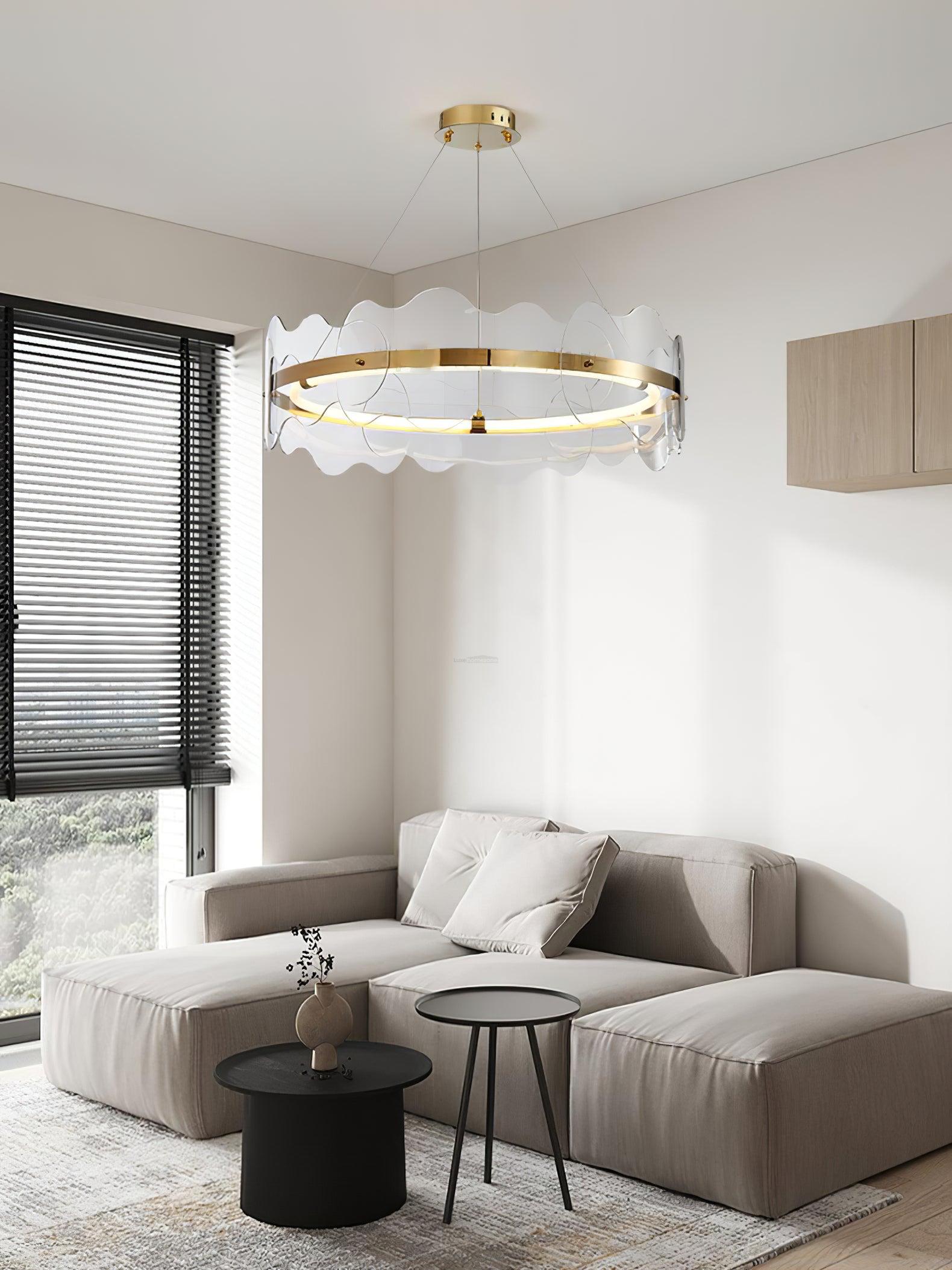 Acrylic Wave Round Chandelier-Sylvia Space