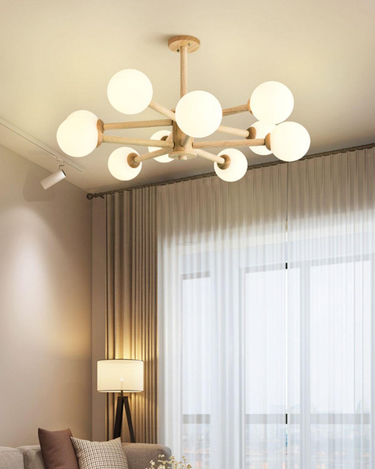Kozan Wooden Chandelier with 6/8/10/12 heads-Sylvia Space