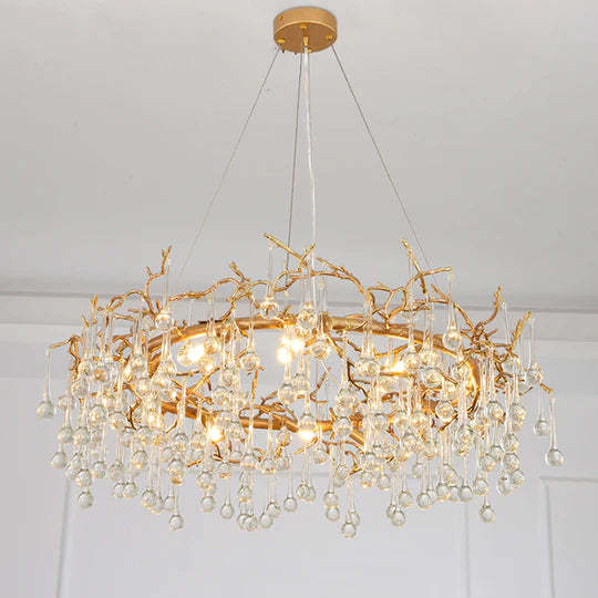 Lydia Clear Crystal Raindrop Branch Chandelier, Upscale Lighting Fixtures-Sylvia Space