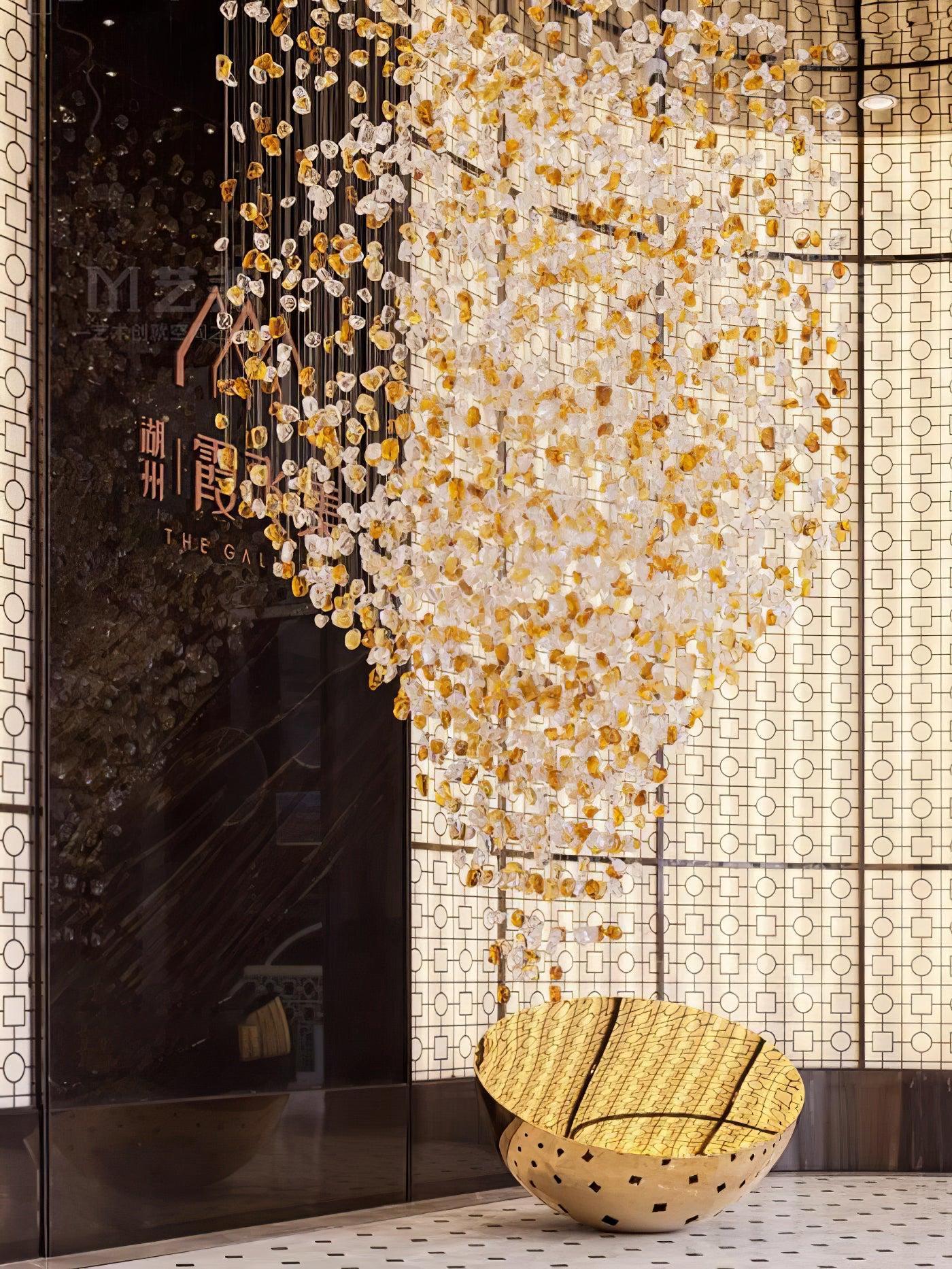 Multicolor Crystal Stone Round/Long canopy Chandelier-Sylvia Space