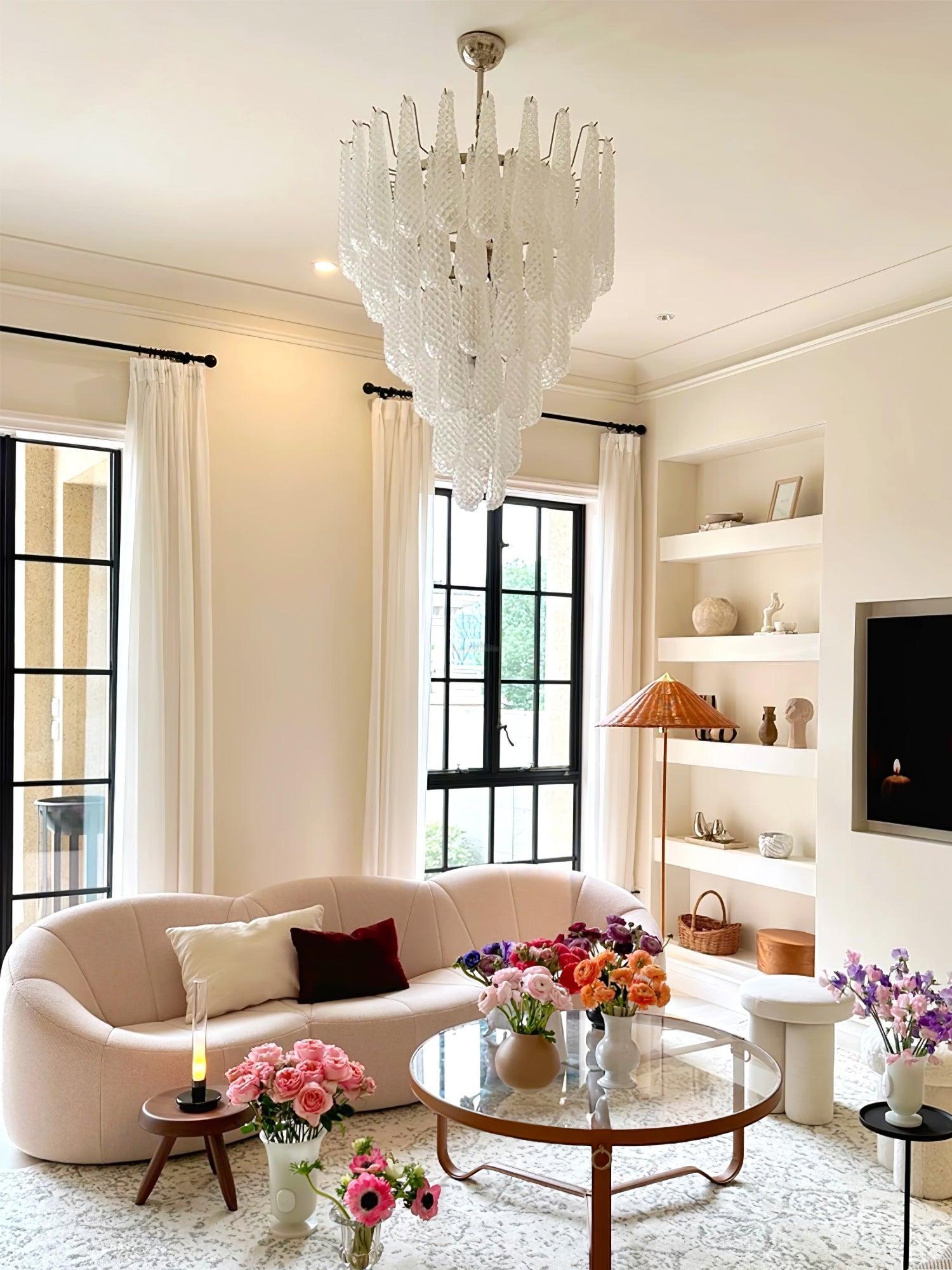 Grid Glass Style Waterfall Chandelier-Sylvia Space