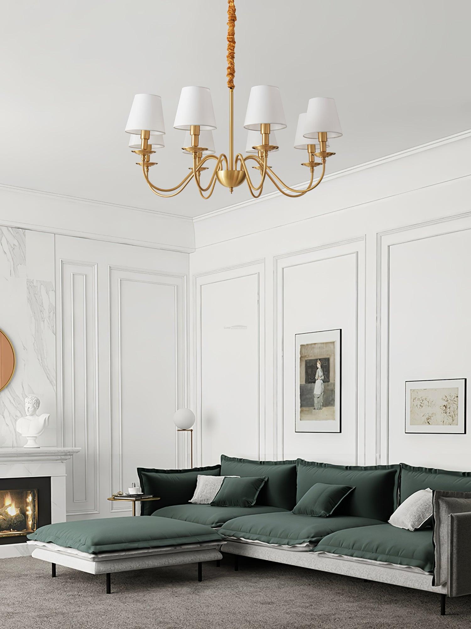 Tapered Fabric Brass Chandelier with 3/5/8 heads-Sylvia Space