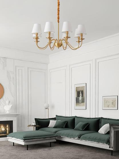 Tapered Fabric Brass Chandelier with 3/5/8 heads-Sylvia Space