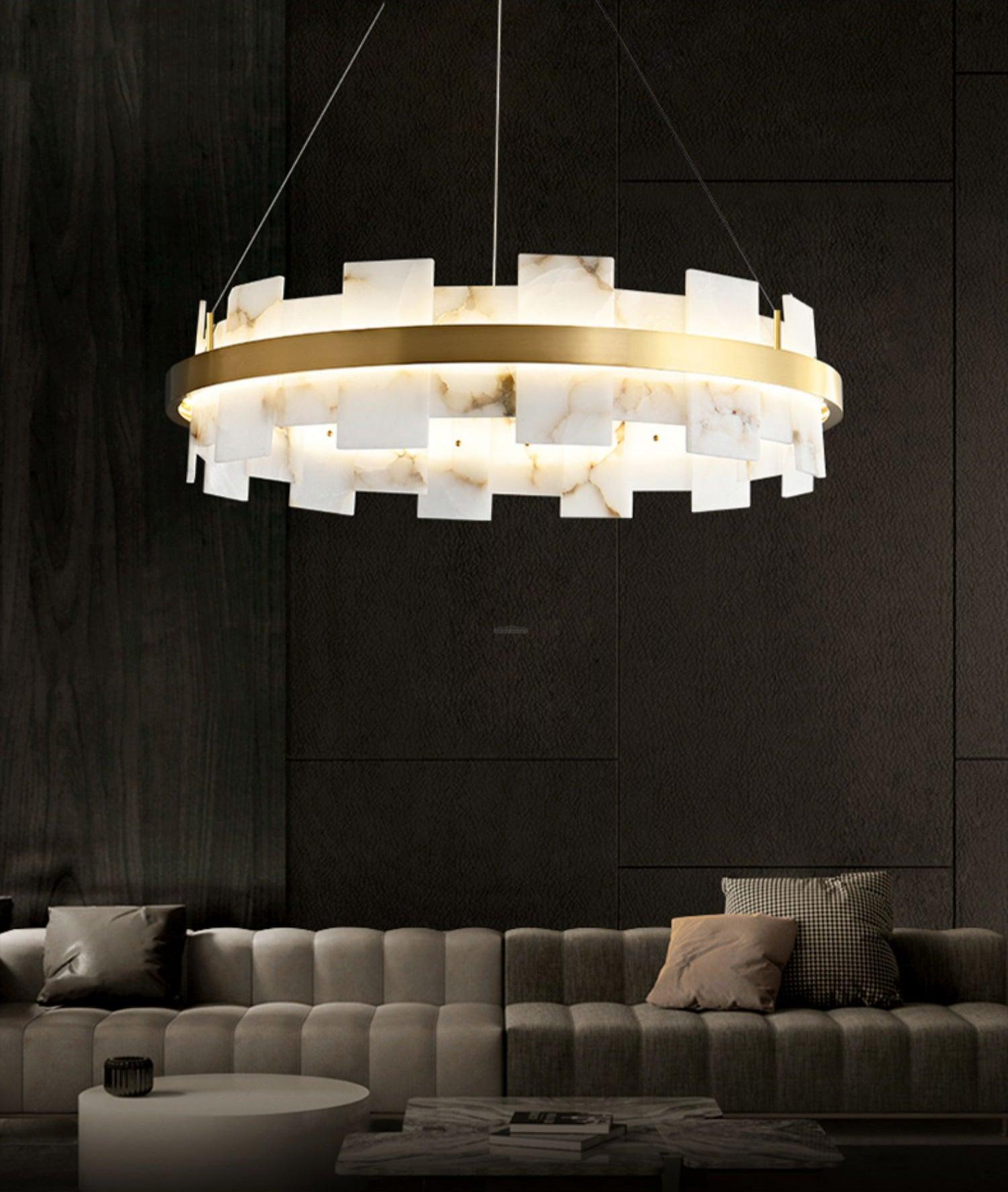 Alabaster Halo Chandelier Φ 23.6″/Φ 31.5''-Sylvia Space