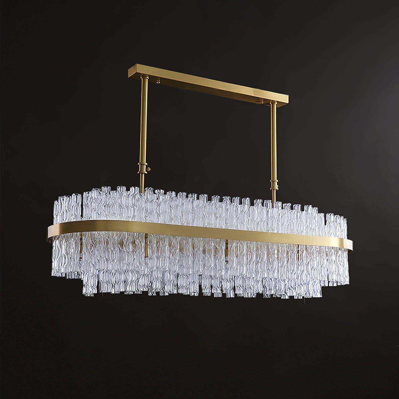 Gold & Clear Rod Round/Long canopy Chandelier-Sylvia Space