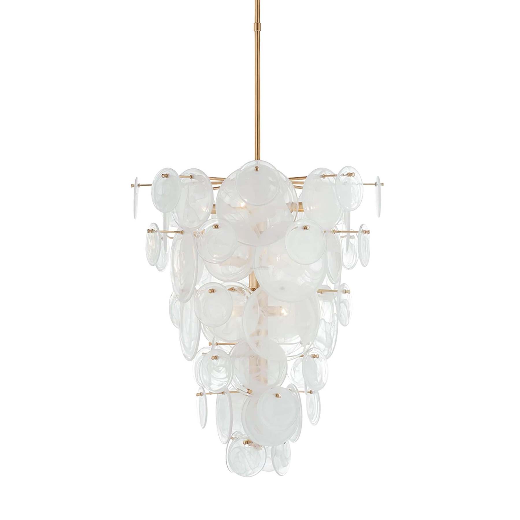 Brass Discs Cascading Round Chandelier-Sylvia Space