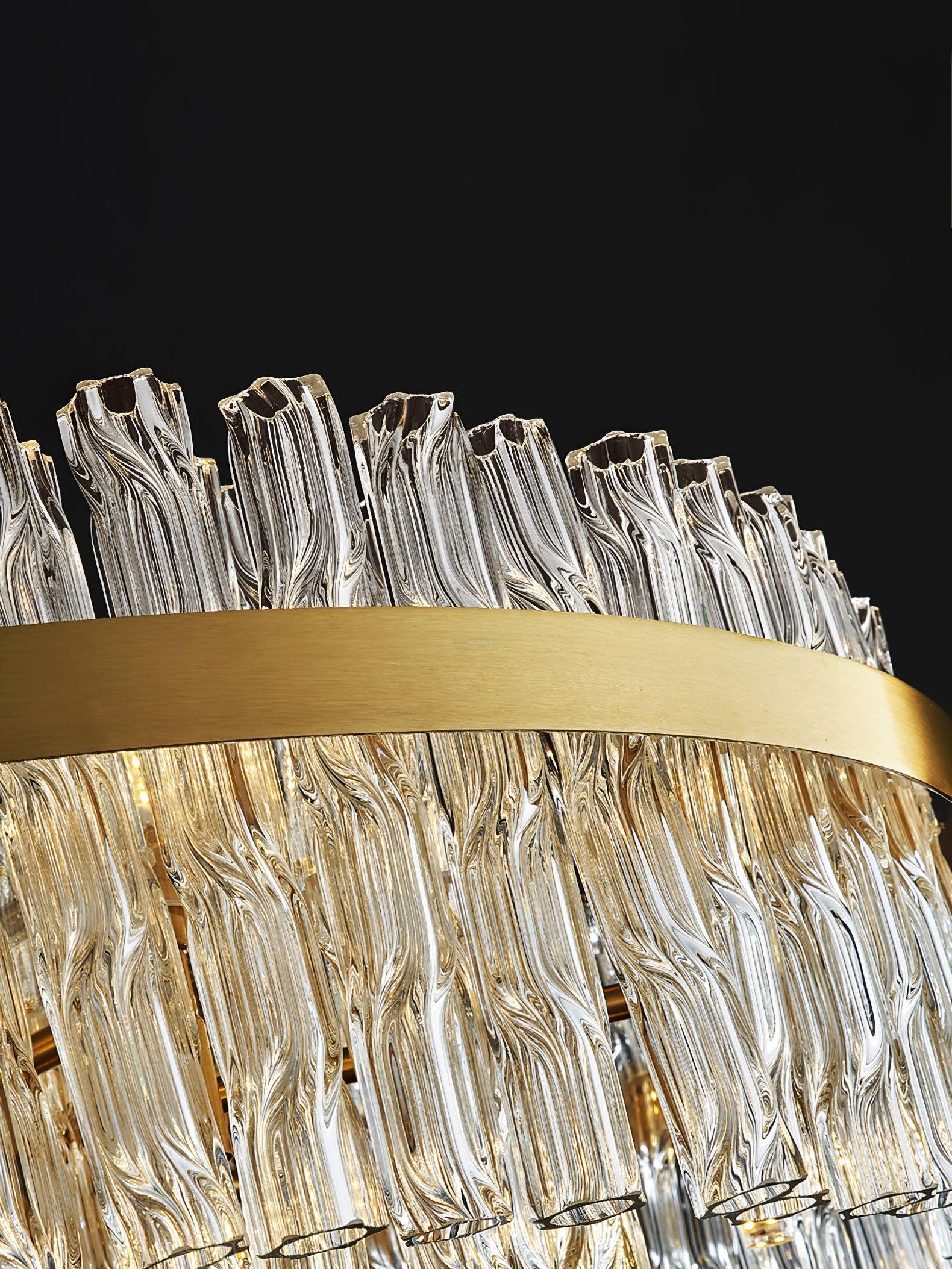 Gold & Clear Rod Round/Long canopy Chandelier-Sylvia Space