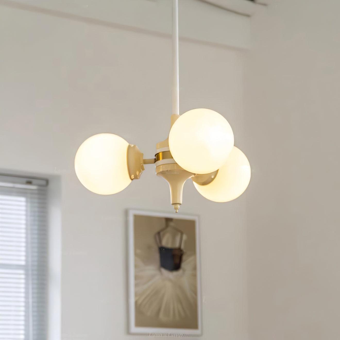 Cream Glass Ball Chandelier ∅ 19.7″-Sylvia Space