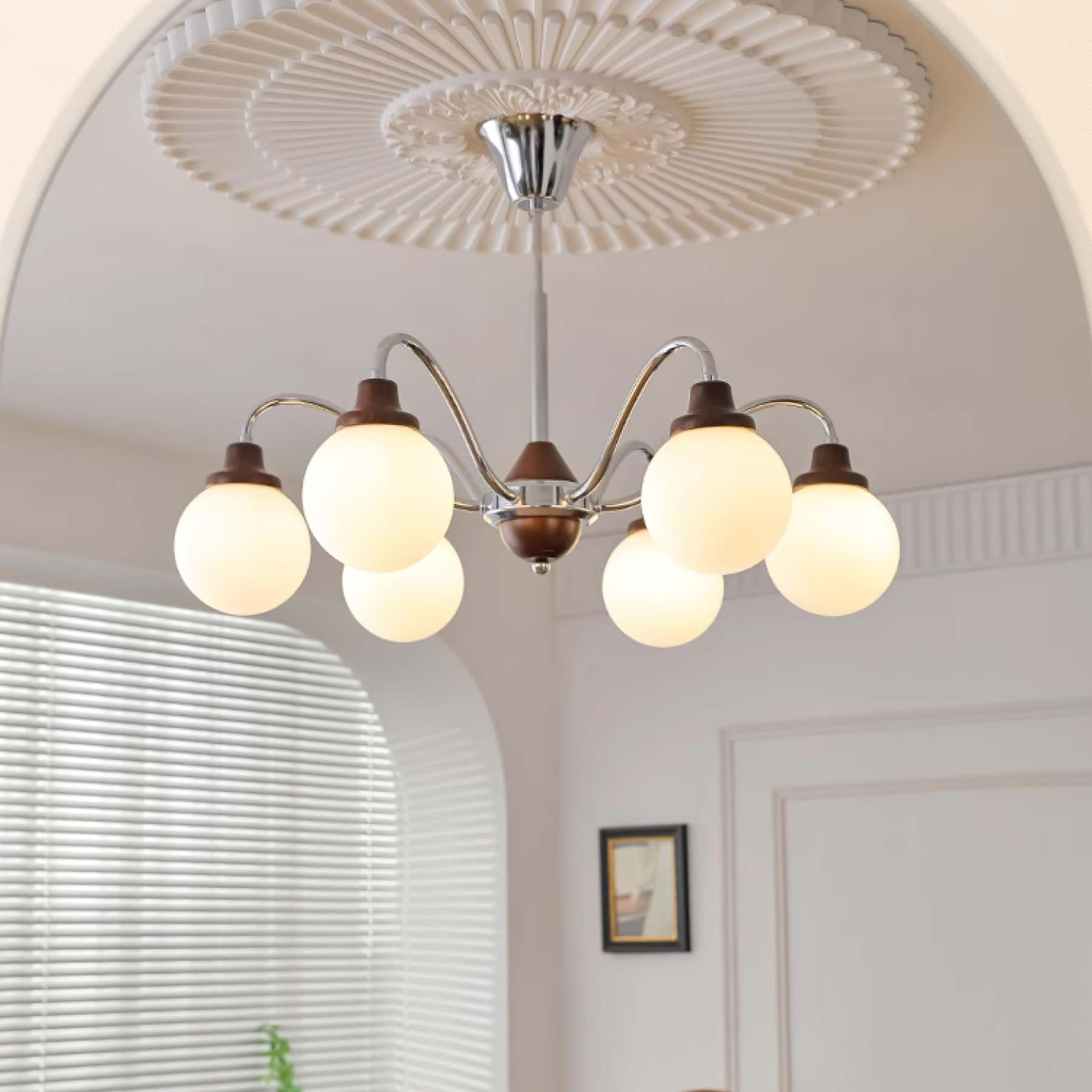 Solid Wood Magic Bean Chandelier with 4/6/8 heads-Sylvia Space