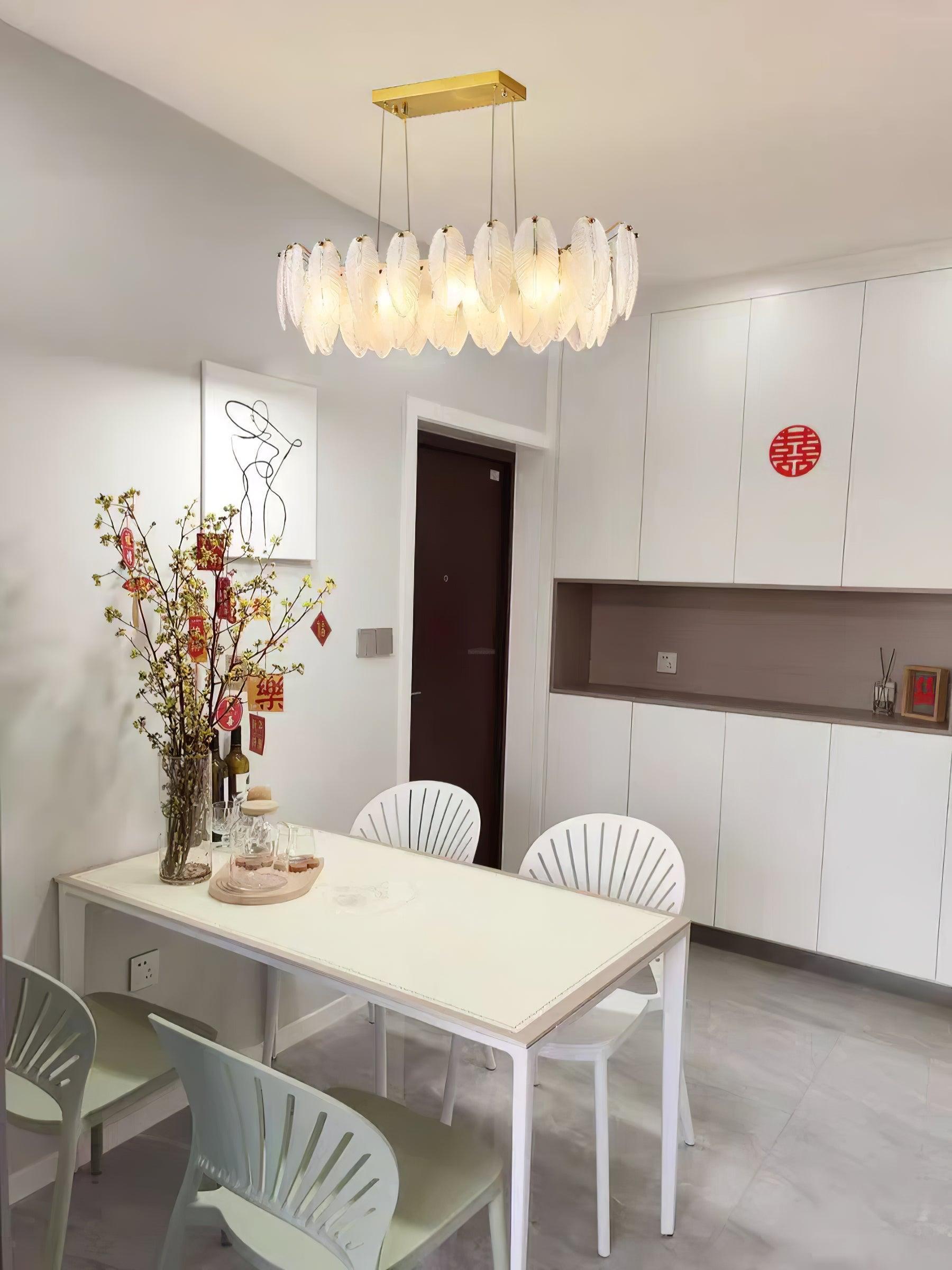 Glass Feather Style Chandelier-Sylvia Space