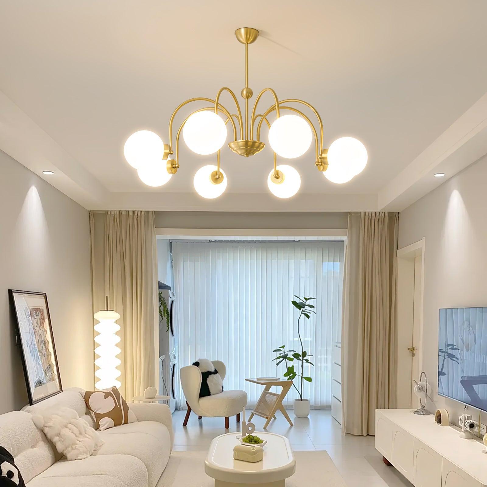 Yisu Brass Chandelier with 3/6/8 heads-Sylvia Space