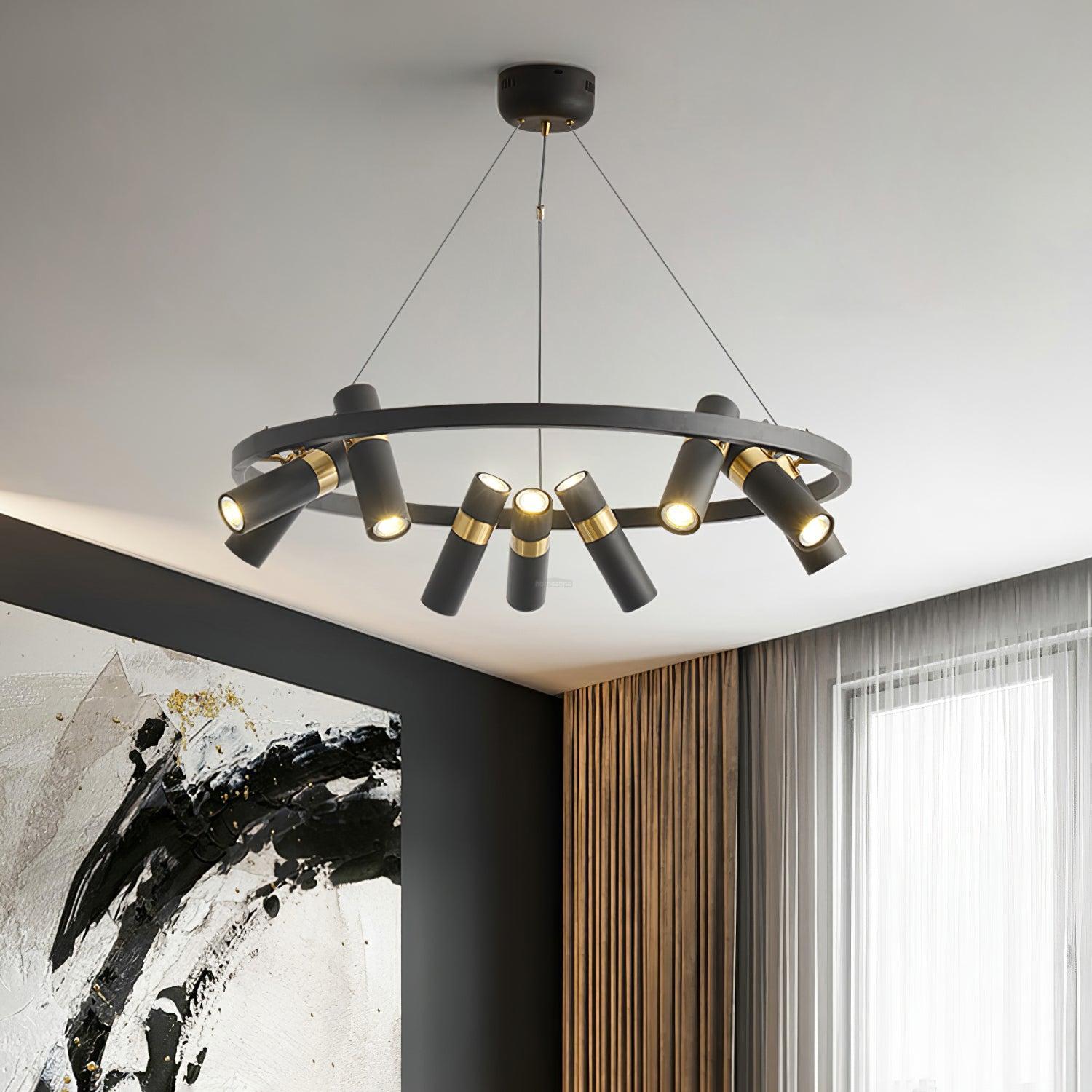 Black Mutil Pipe Chandelier with 3/6/9 heads-Sylvia Space