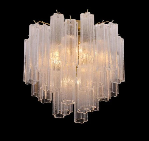 Recessed translucent tubular glass chandelier-Sylvia Space