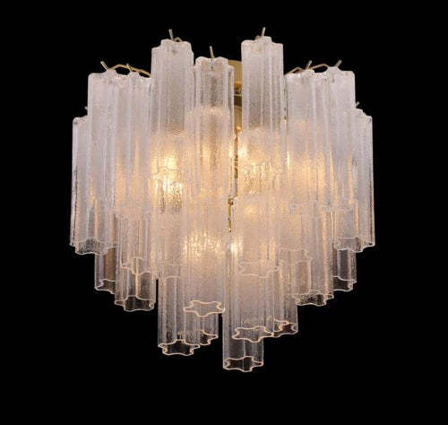 Recessed translucent tubular glass chandelier-Sylvia Space