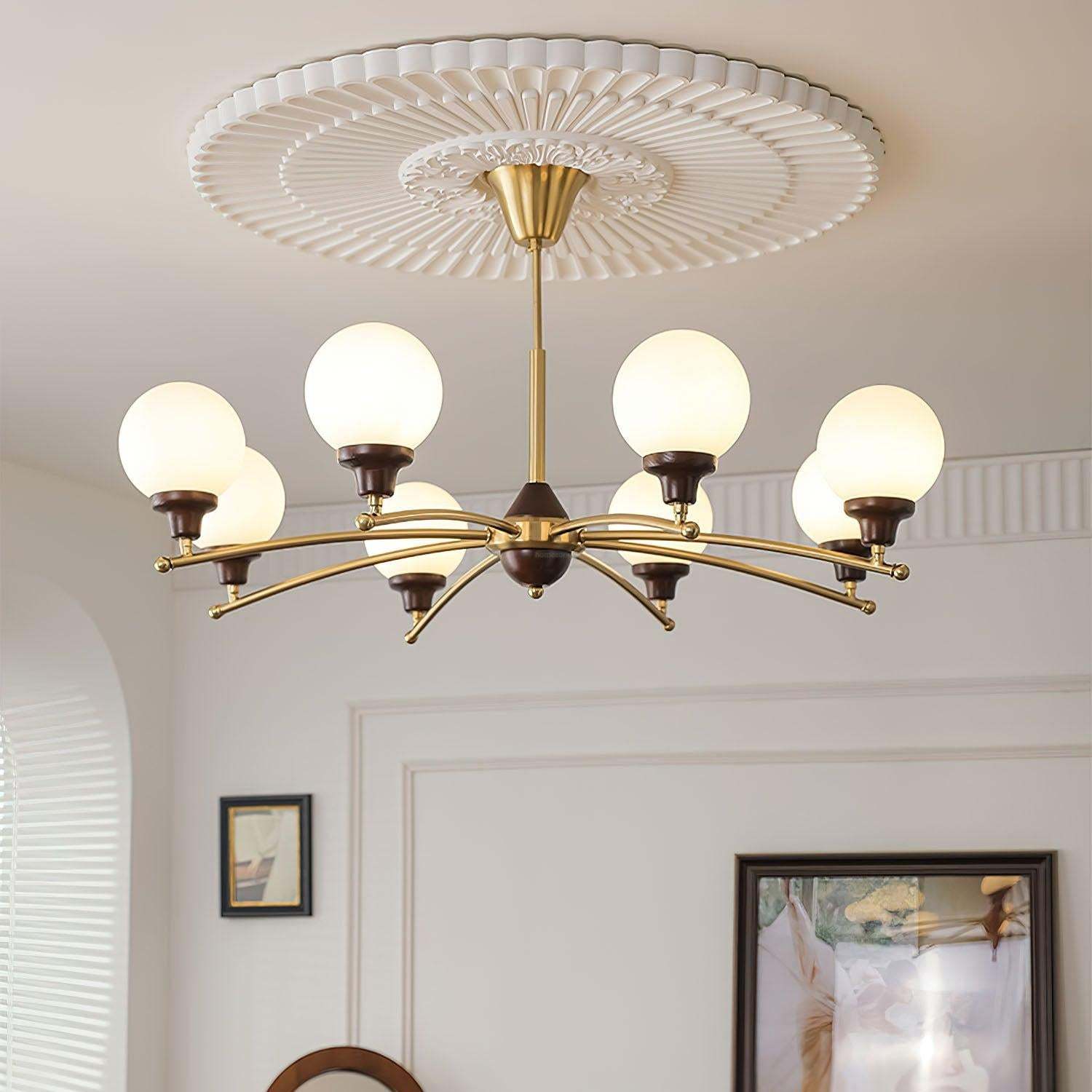 Walnut Glass Ball Chandelier ∅ 21.6″-Sylvia Space