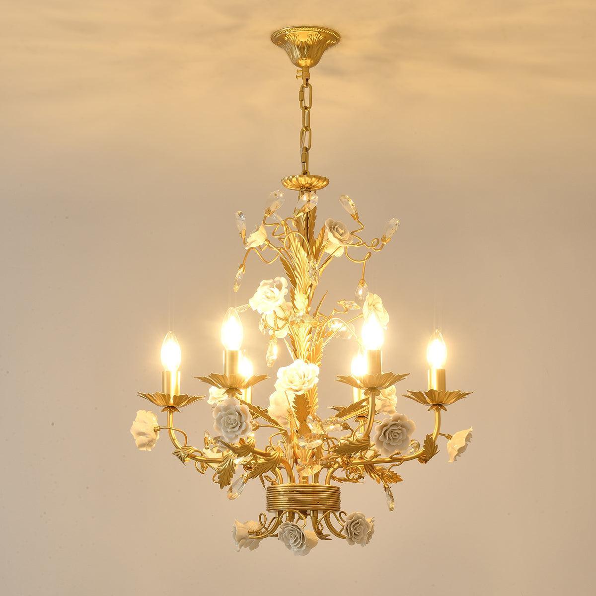 White Rose Crystal Chandelier with 6/8 heads-Sylvia Space