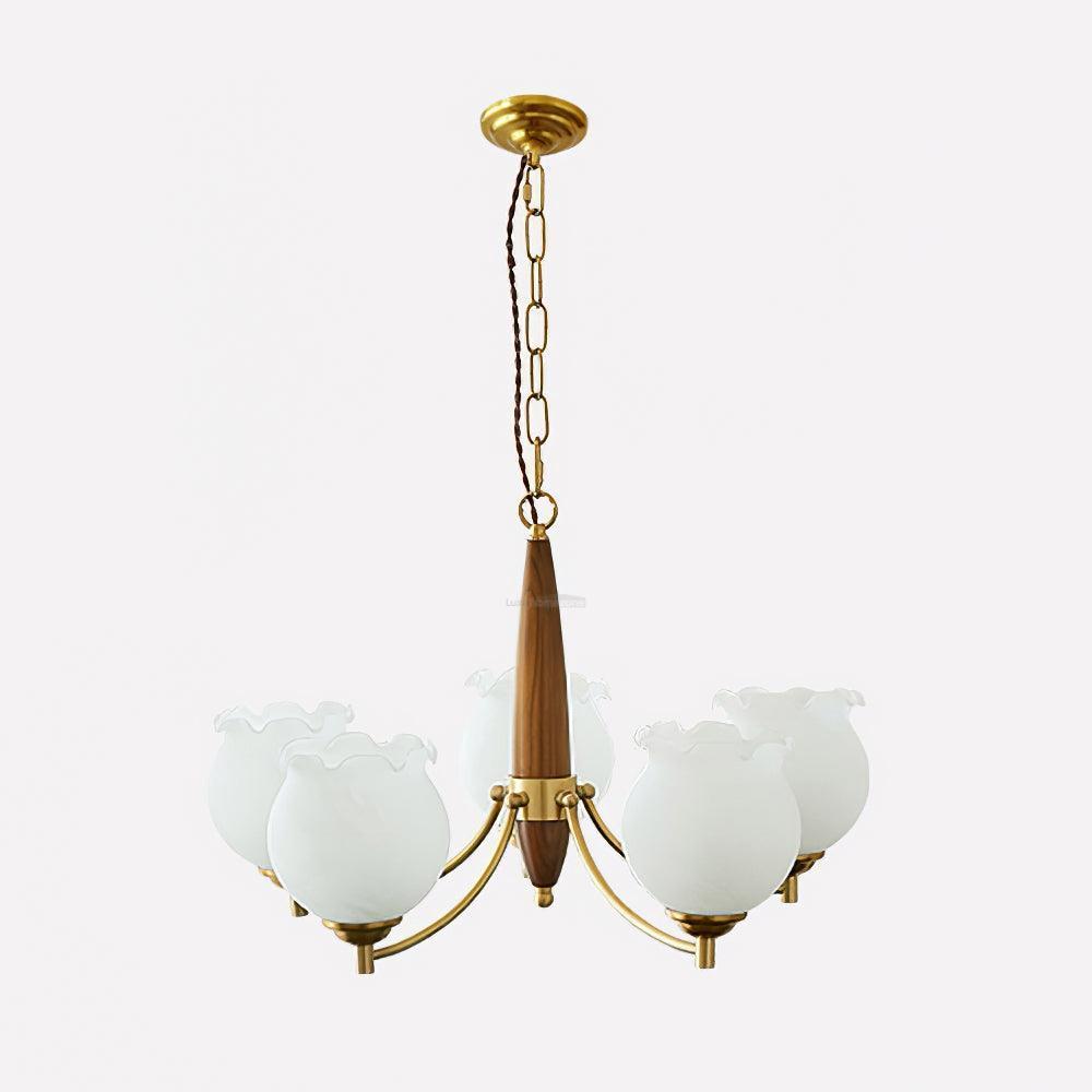 Tulips Glass Wood Chandelier with 3/5 heads-Sylvia Space
