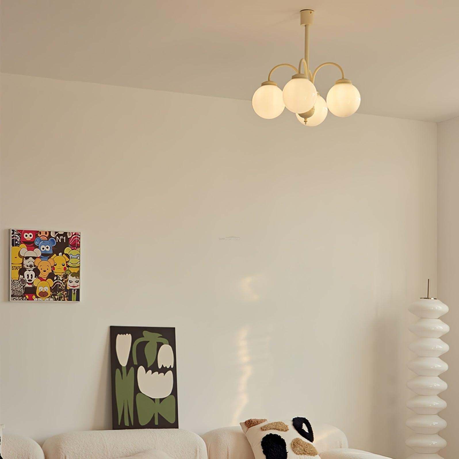 Cream Glass Sphere Chandelier with 4/5/6 heads-Sylvia Space