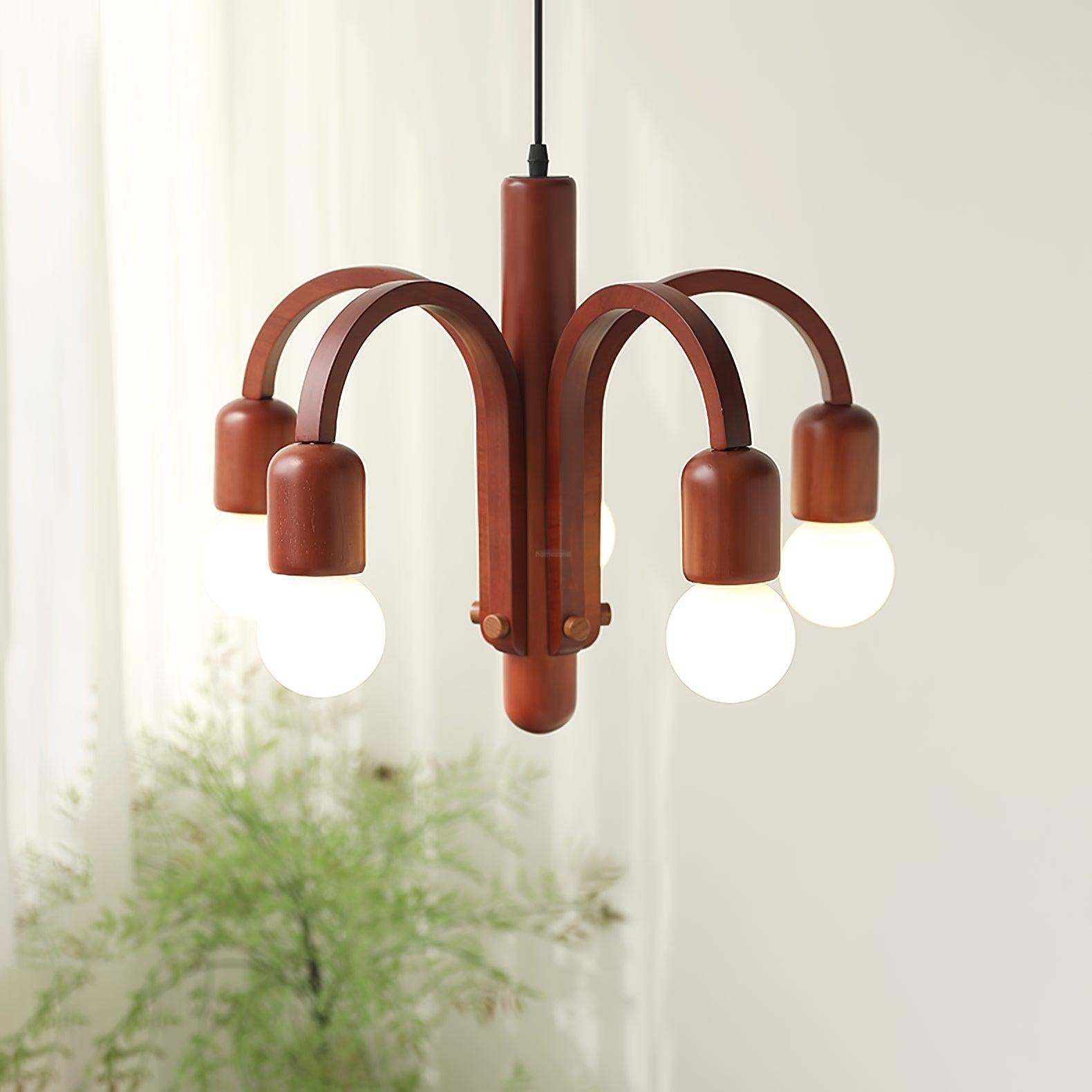 Candela Teak Chandelier Φ 19.6″-Sylvia Space