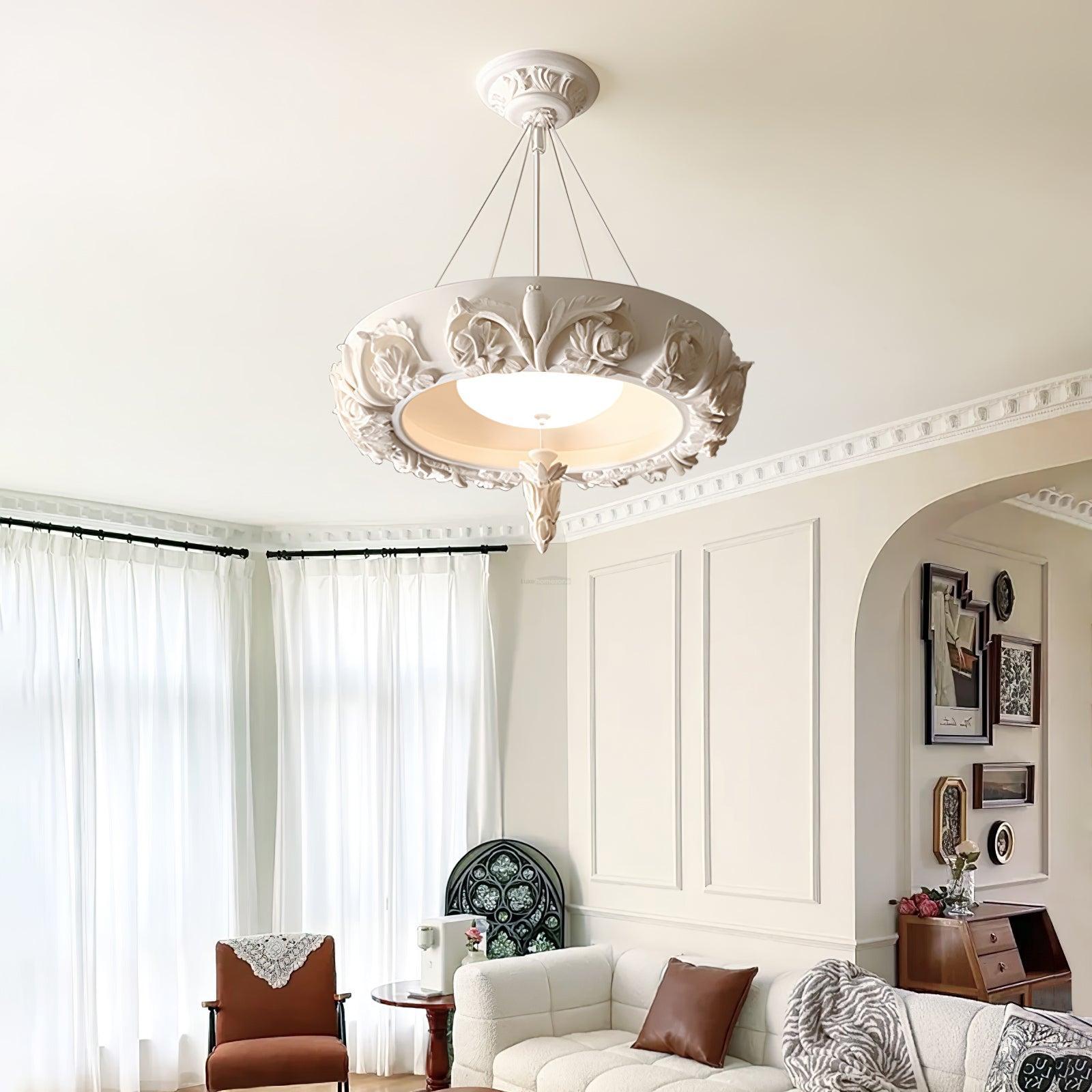 Artistic Carved Plaster Chandelier ∅ 23.6″~∅ 31.5″-Sylvia Space