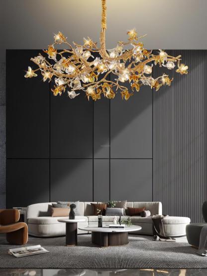 Aosta Brass Branch Type Chandelier-Sylvia Space