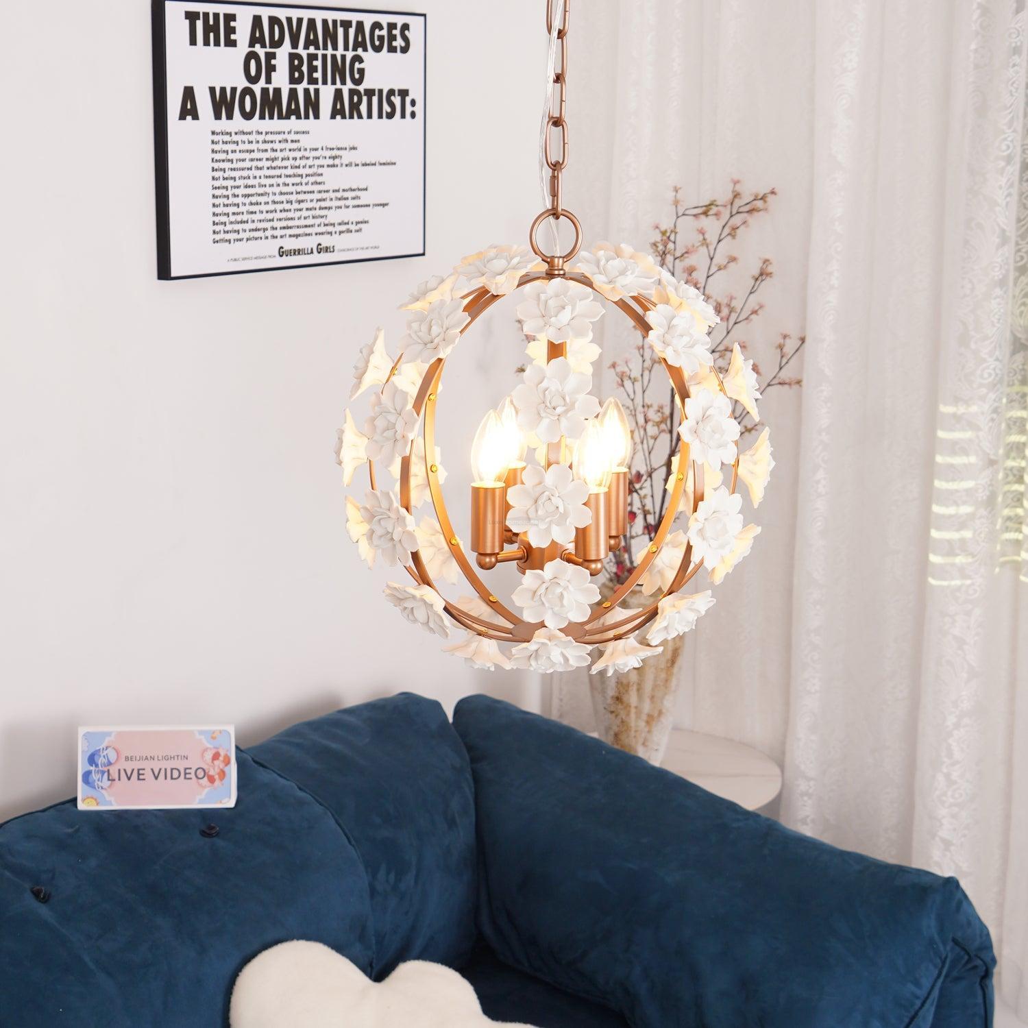 Bianca Floral Orb Globe Chandelier-Sylvia Space