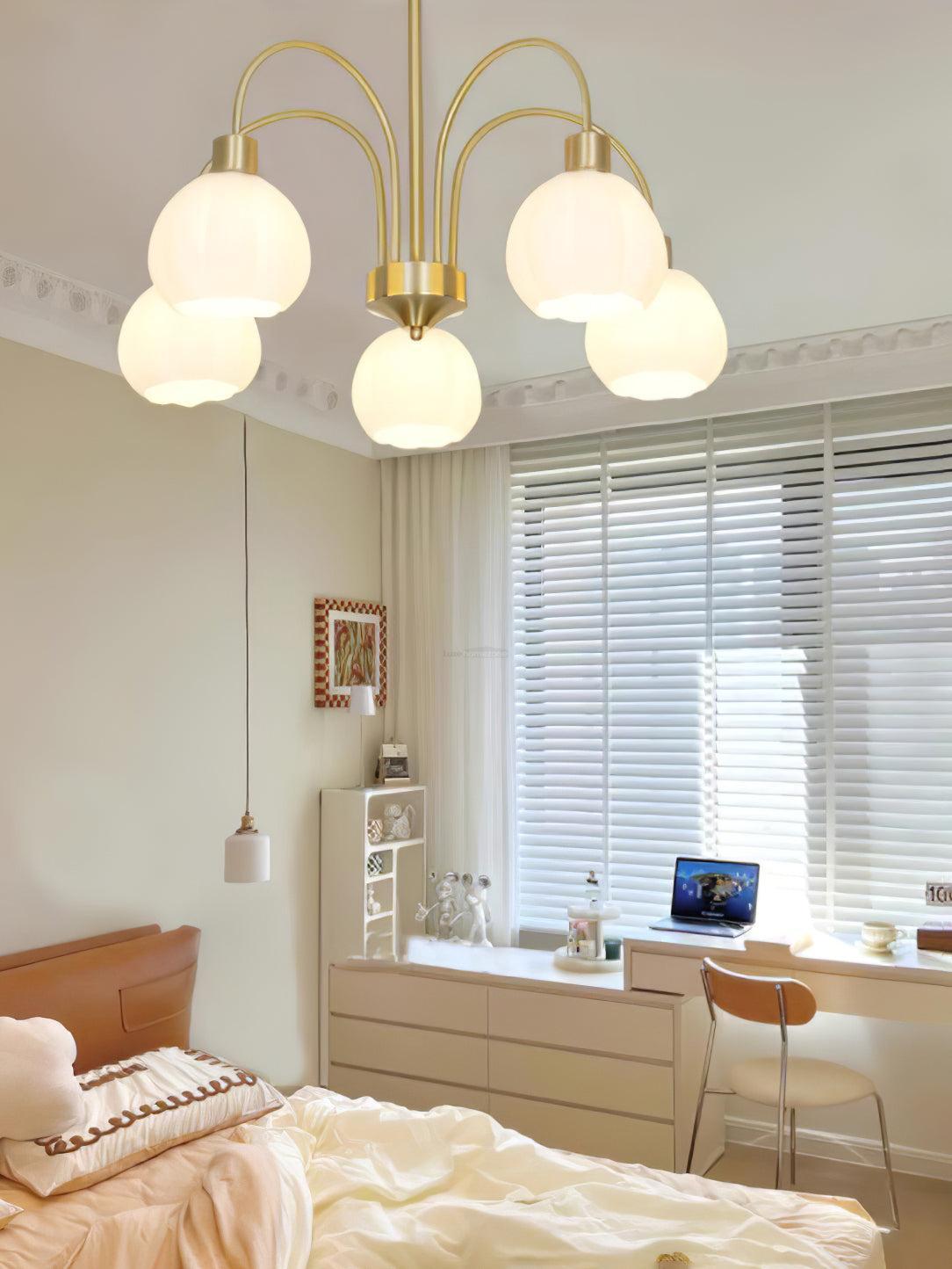 Glass Pumpkin Gold Chandelier with 3/5/6/8 heads-Sylvia Space