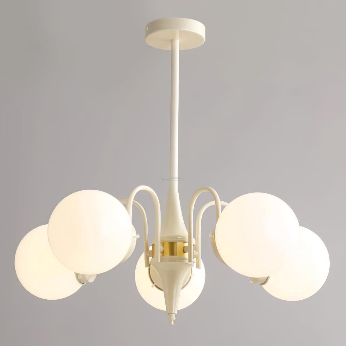 Cream Glass Ball Chandelier ∅ 19.7″-Sylvia Space
