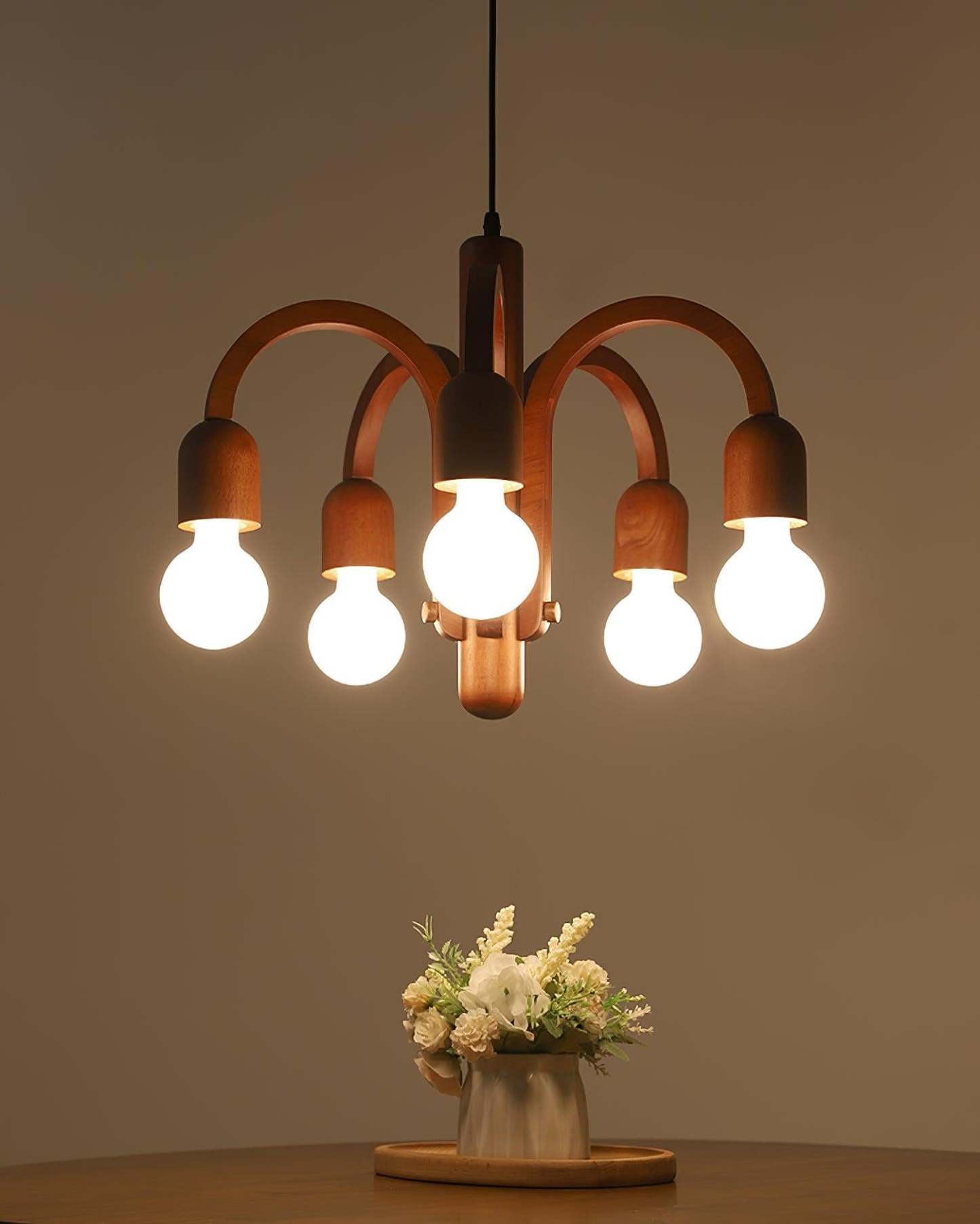 Candela Teak Chandelier Φ 19.6″-Sylvia Space