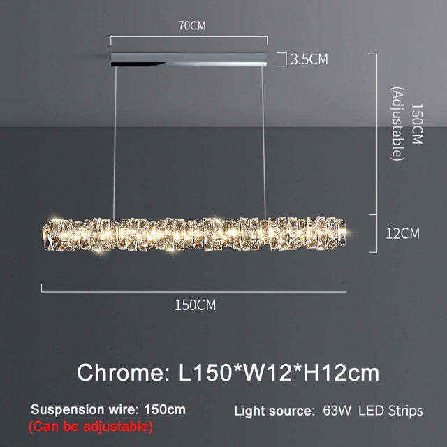60" Bacci Modern Crystal Dining Room Chandelier-Sylvia Space