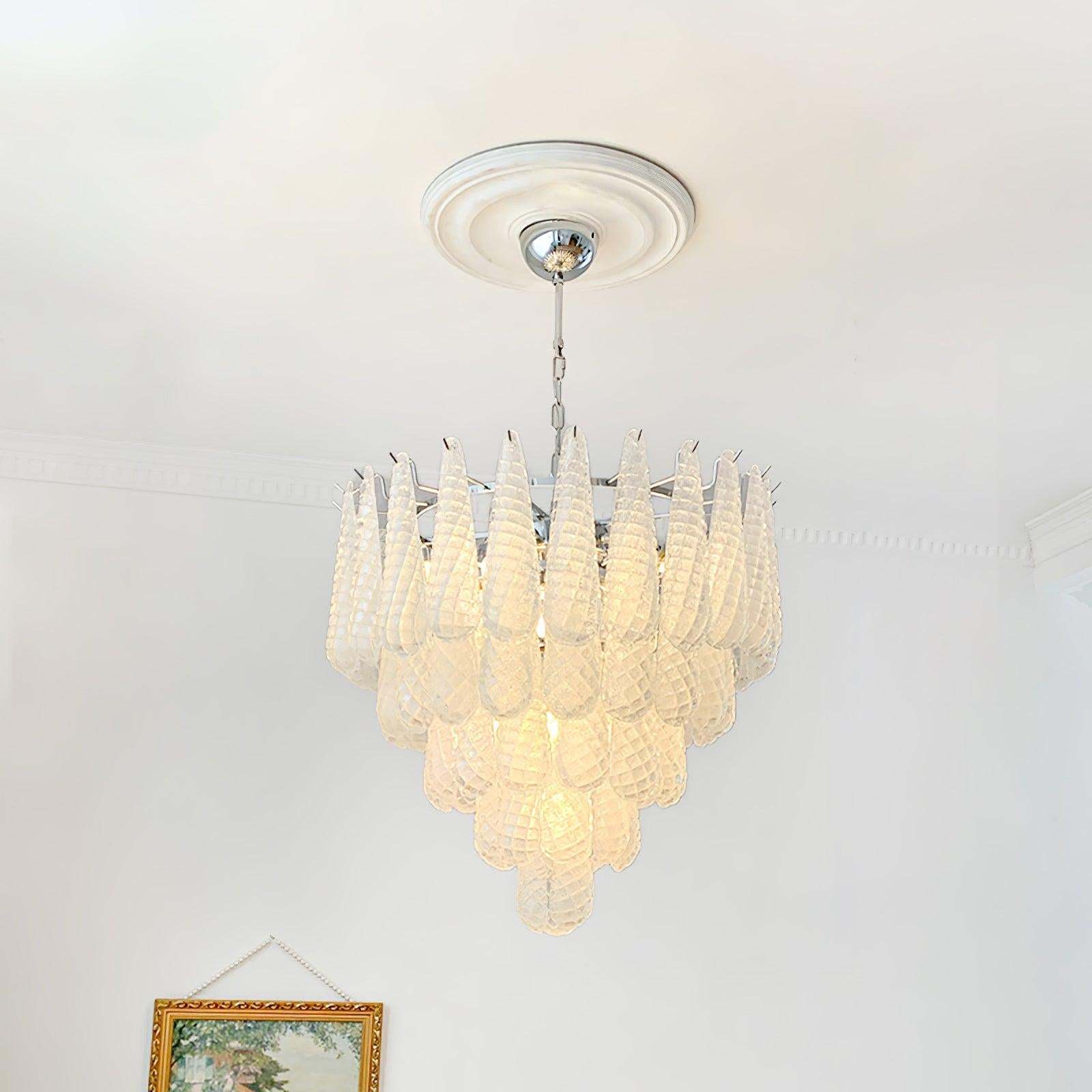 Grid Glass Style Waterfall Chandelier-Sylvia Space