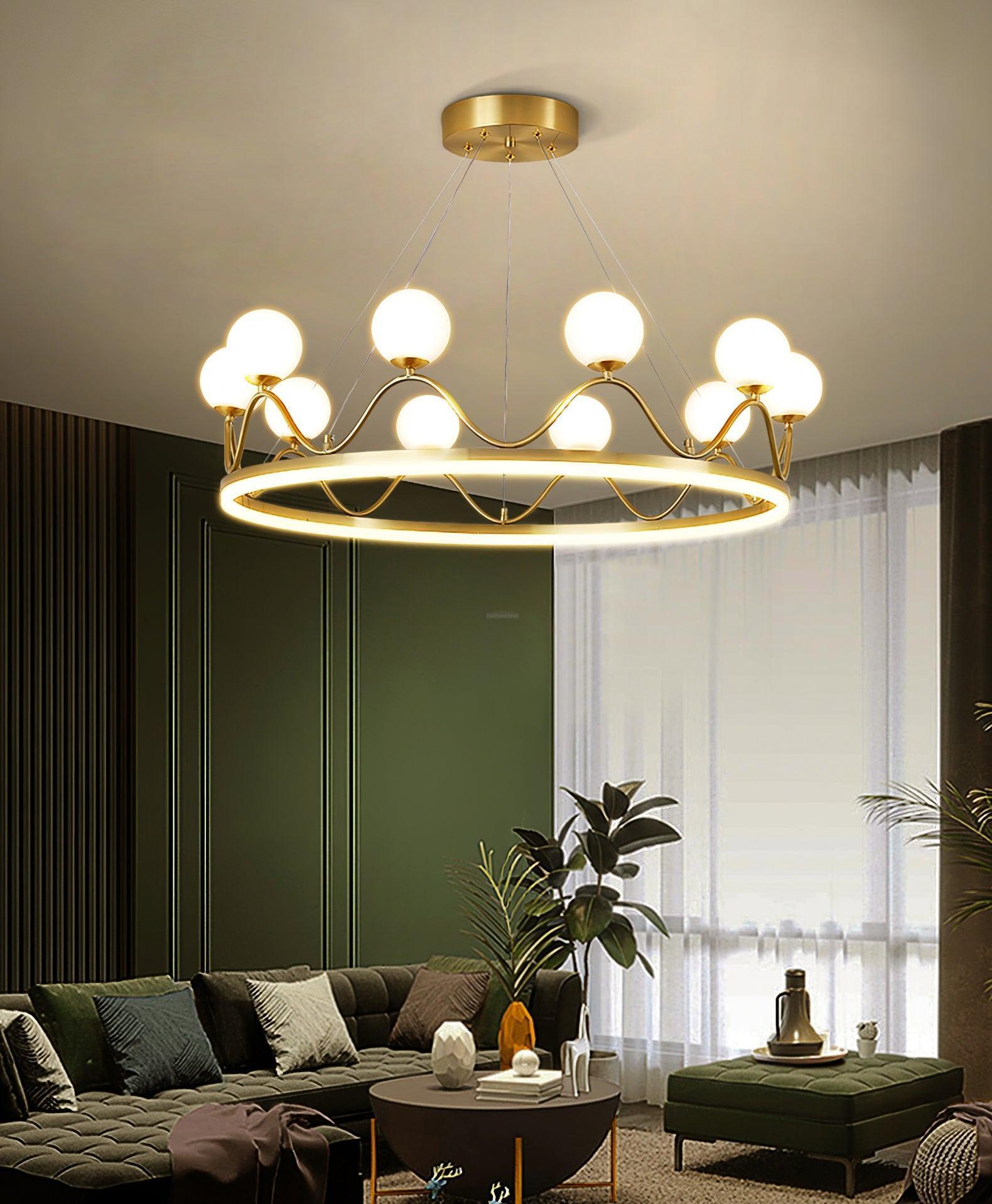 Crown Brass Round Chandelier-Sylvia Space