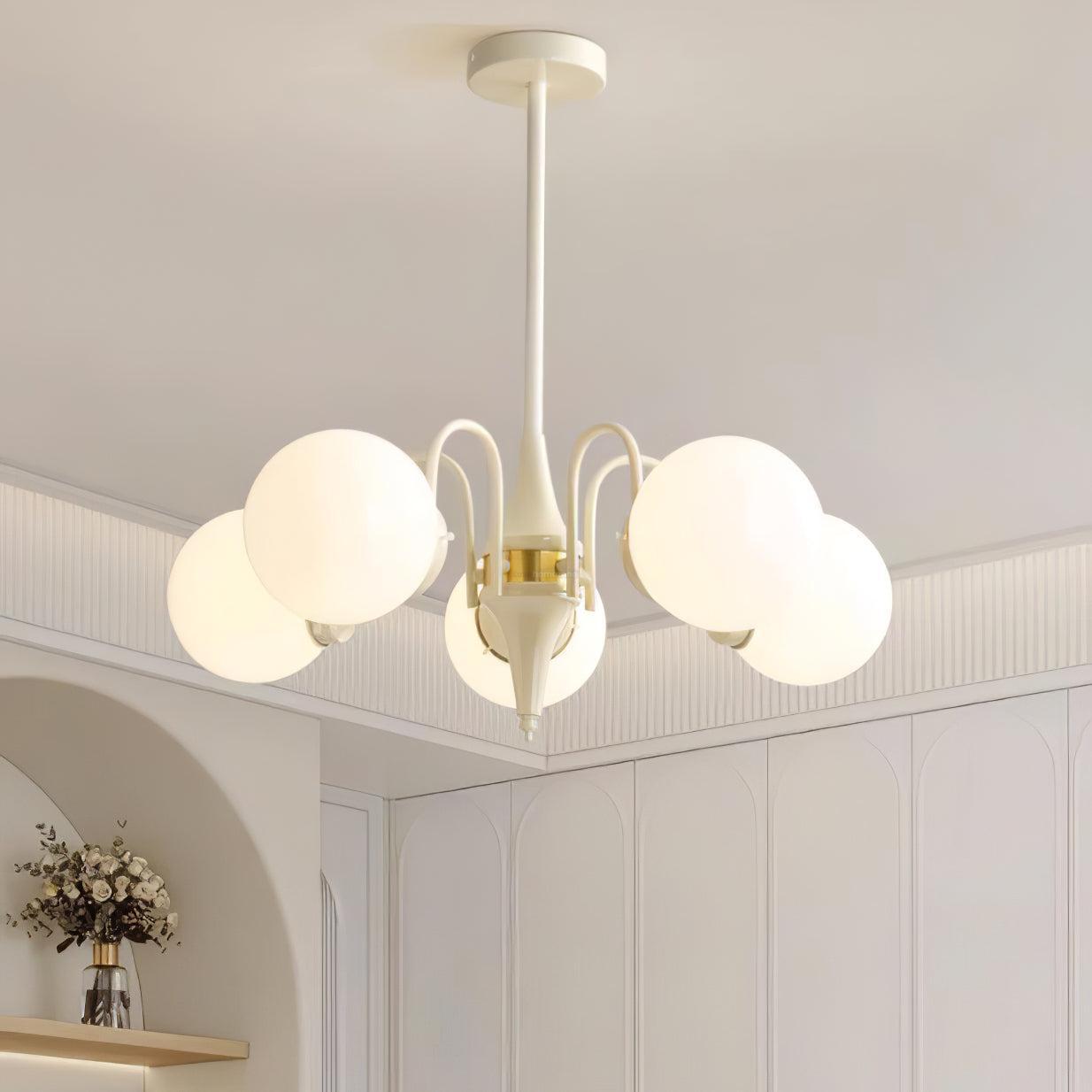 Cream Glass Ball Chandelier ∅ 19.7″-Sylvia Space