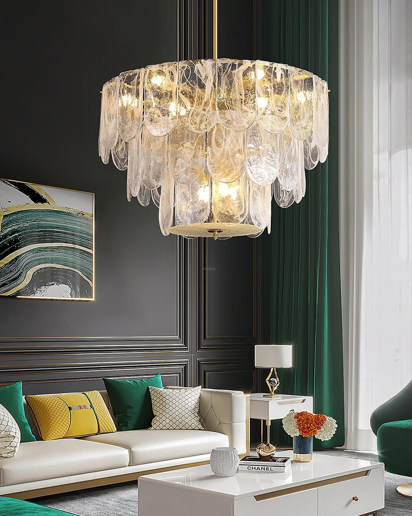 Traditional Classic Metal Glass Chandelier ∅ 15.7″-Sylvia Space